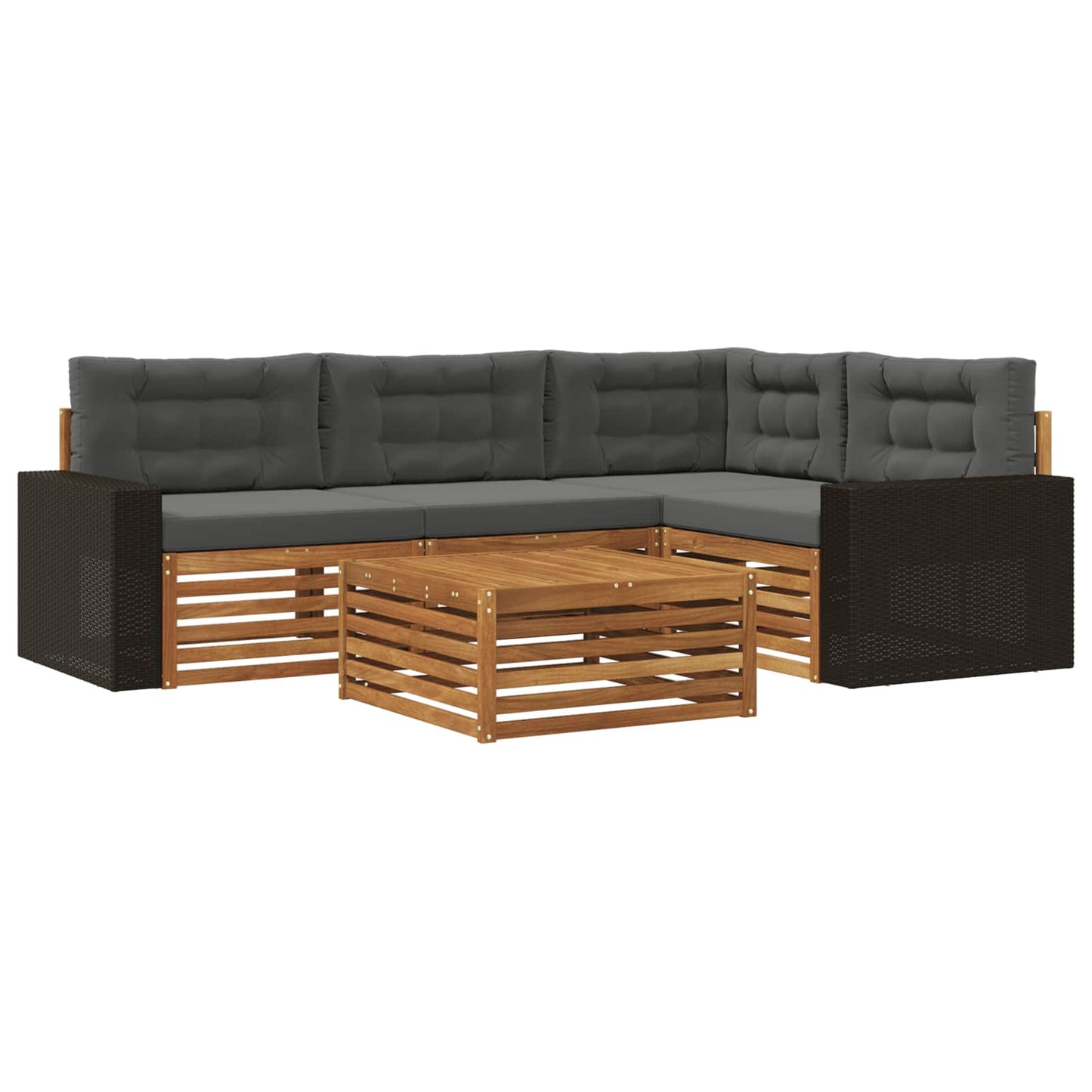 Outdoor-Sofagarnitur 5 pcs Natur und Anthrazit 79 x 79 x 37 cm