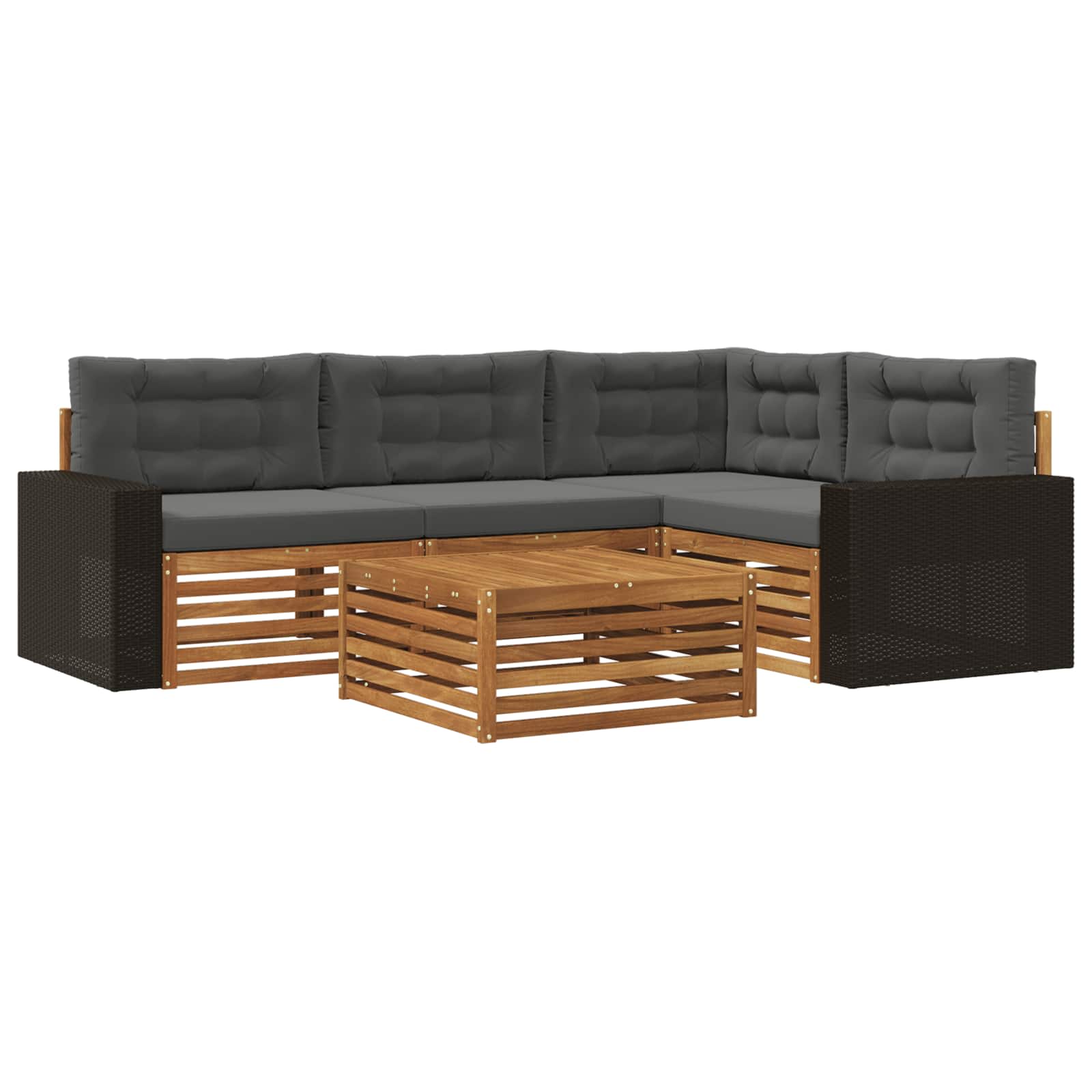 Outdoor-Sofagarnitur 5 pcs Natur und Anthrazit 79 x 79 x 37 cm