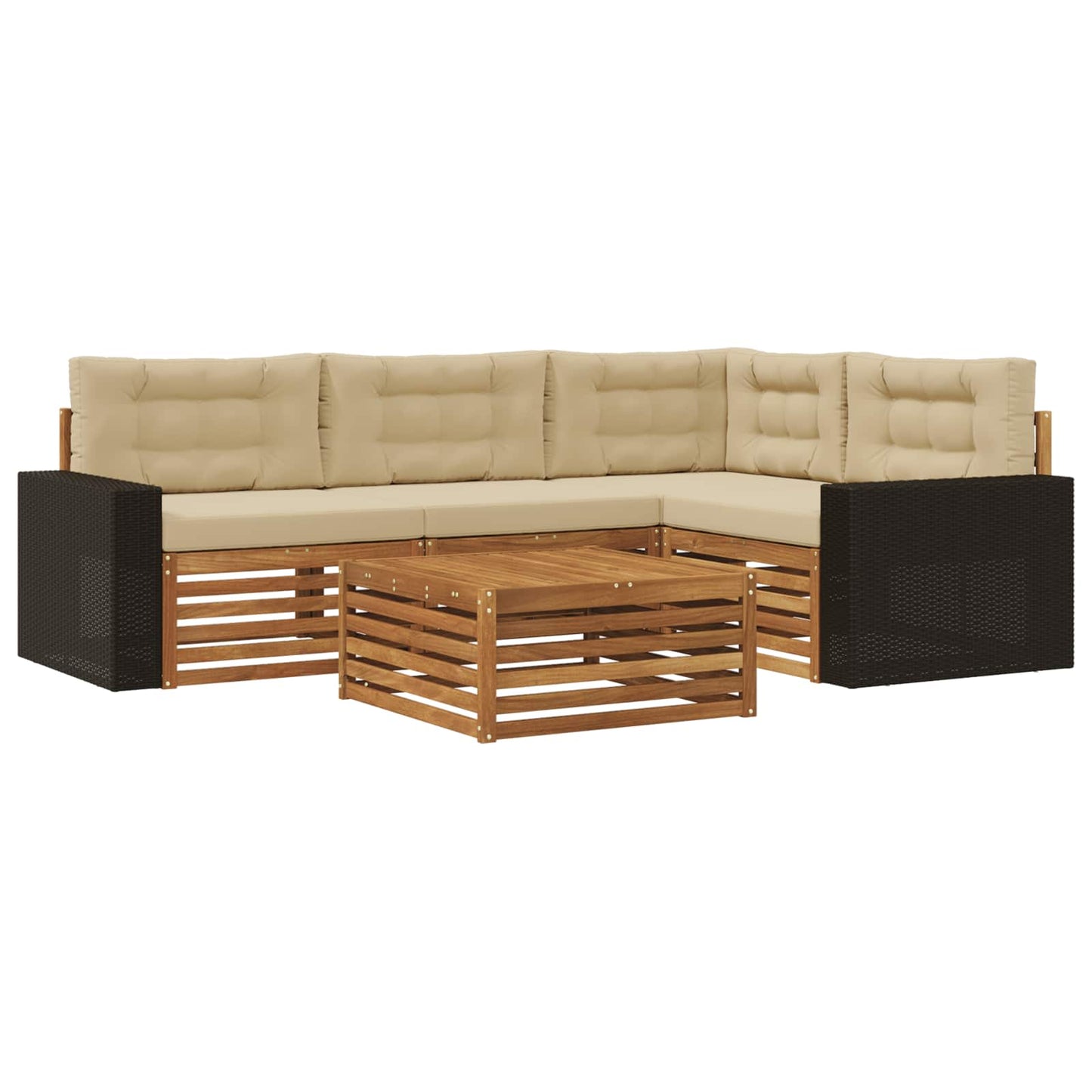 Outdoor-Sofagarnitur 5 stk. Natur und Beige Polyester