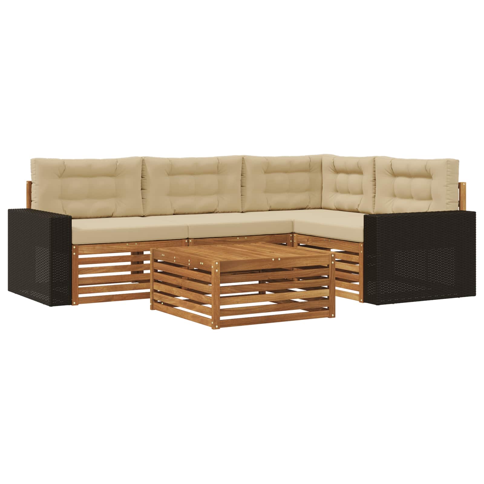 Outdoor-Sofagarnitur 5 stk. Natur und Beige Polyester