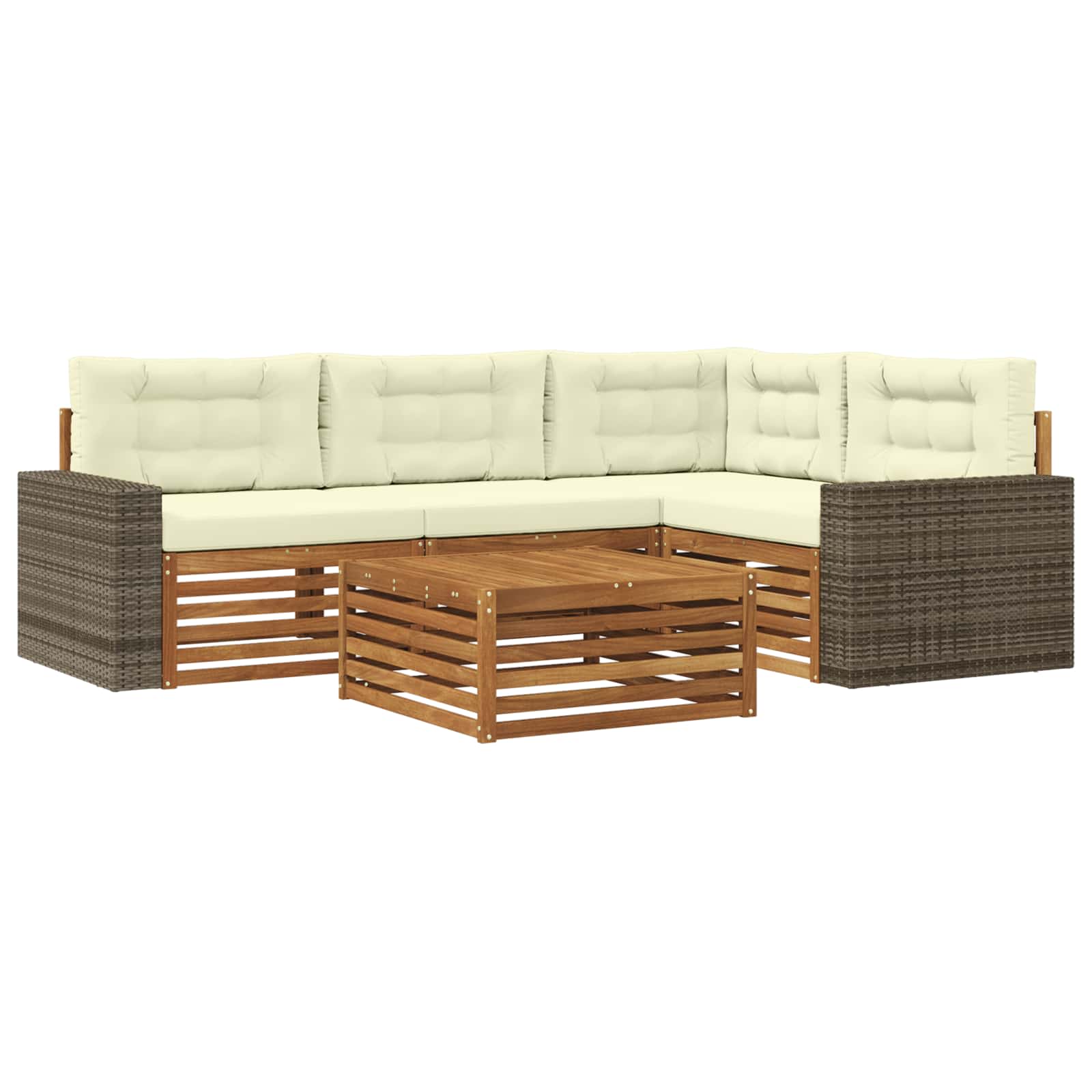 Outdoor-Sofagarnitur 5 stk. Natur und Creme Polyester