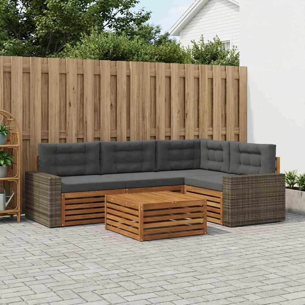Outdoor-Sofagarnitur 5 pcs Natur und Anthrazit 79 x 79 x 37 cm