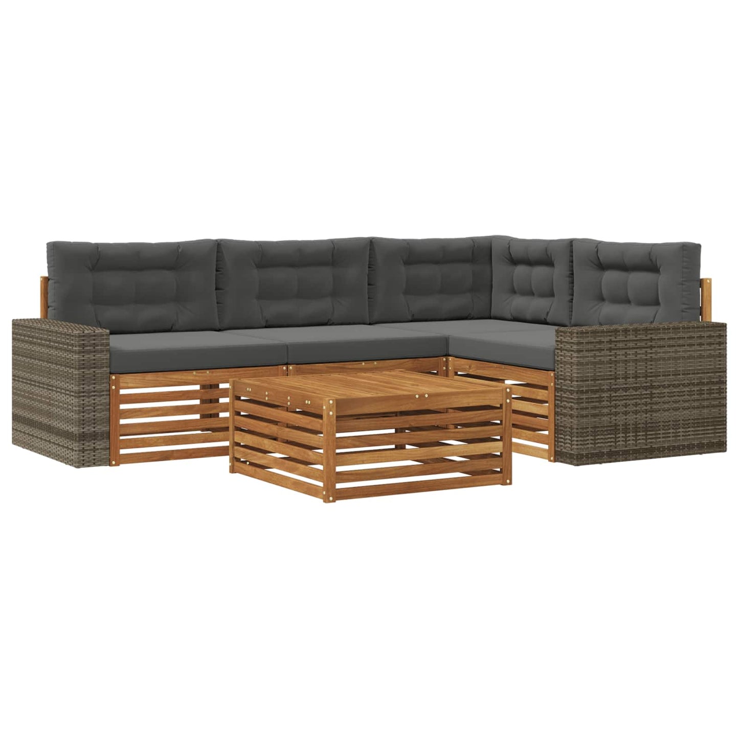 Outdoor-Sofagarnitur 5 pcs Natur und Anthrazit 79 x 79 x 37 cm