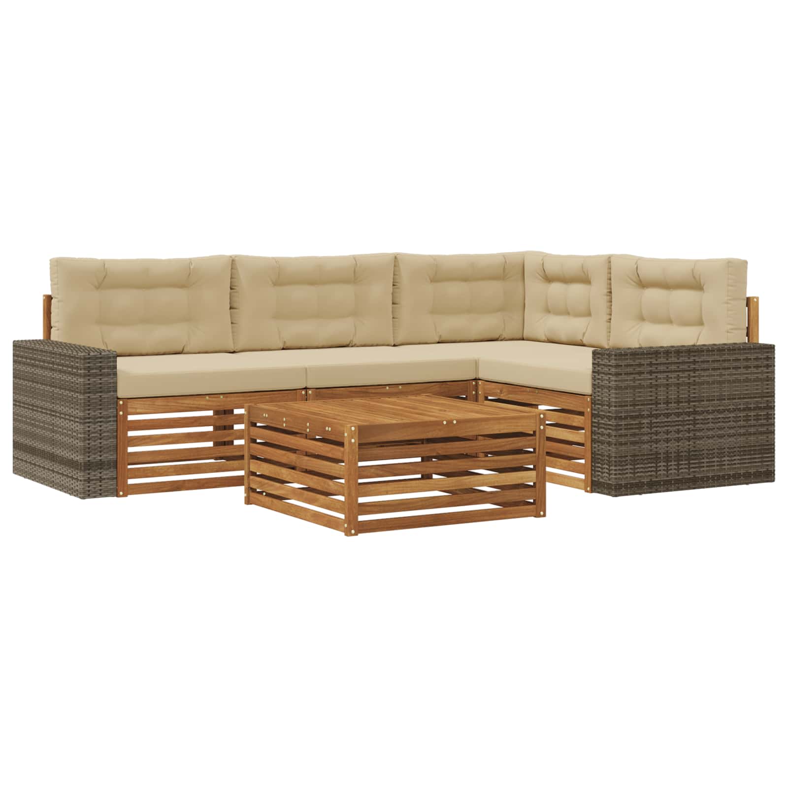 Outdoor-Sofagarnitur 5 stk. Natur und Beige Polyester