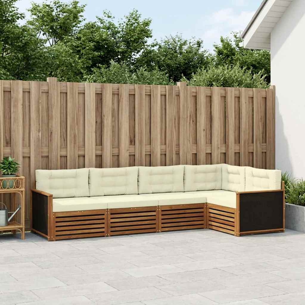 Outdoor-Sofagarnitur 5 pcs Natur und Creme 323 x 164,5 x 73 cm