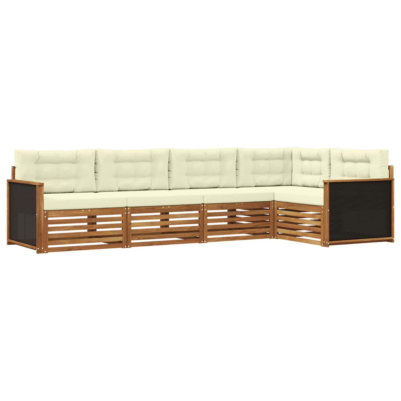 Outdoor-Sofagarnitur 5 pcs Natur und Creme 323 x 164,5 x 73 cm