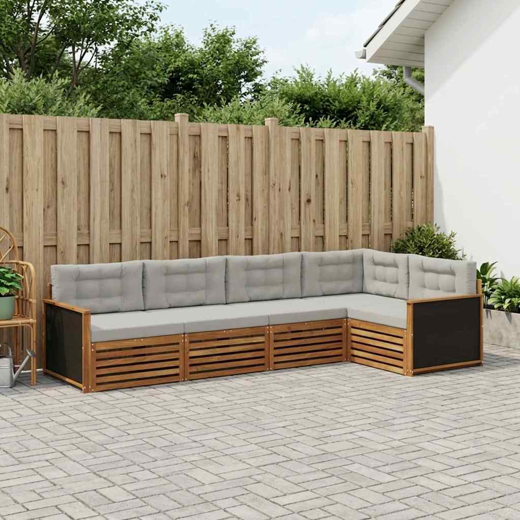 Outdoor-Sofagarnitur 5 pcs Natürlich und Hellgrau