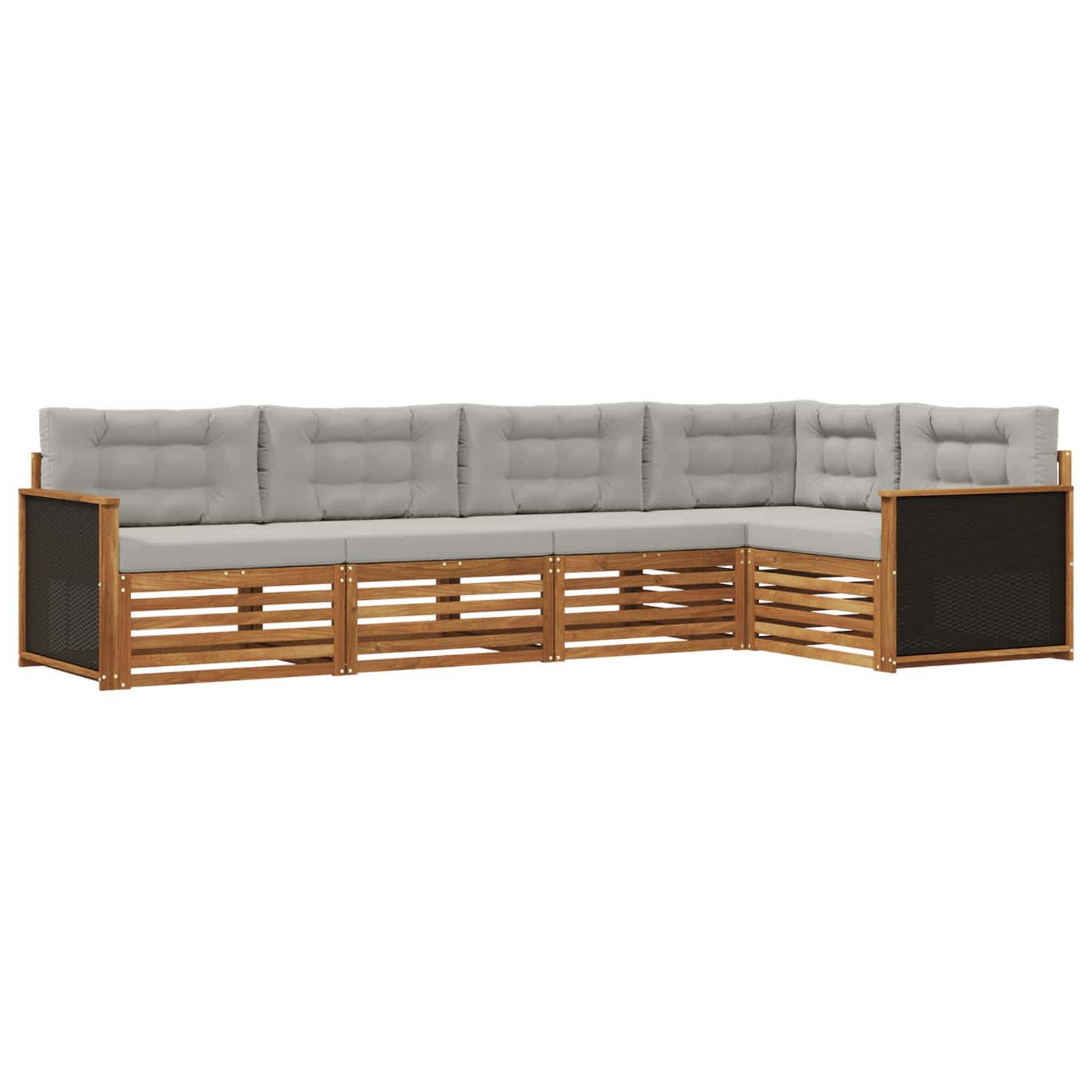 Outdoor-Sofagarnitur 5 pcs Natürlich und Hellgrau