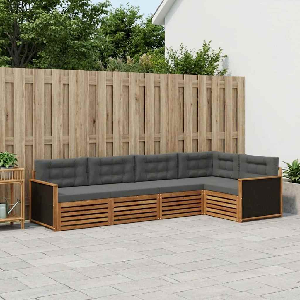 Outdoor-Sofagarnitur 5 pcs Natur und Anthrazit