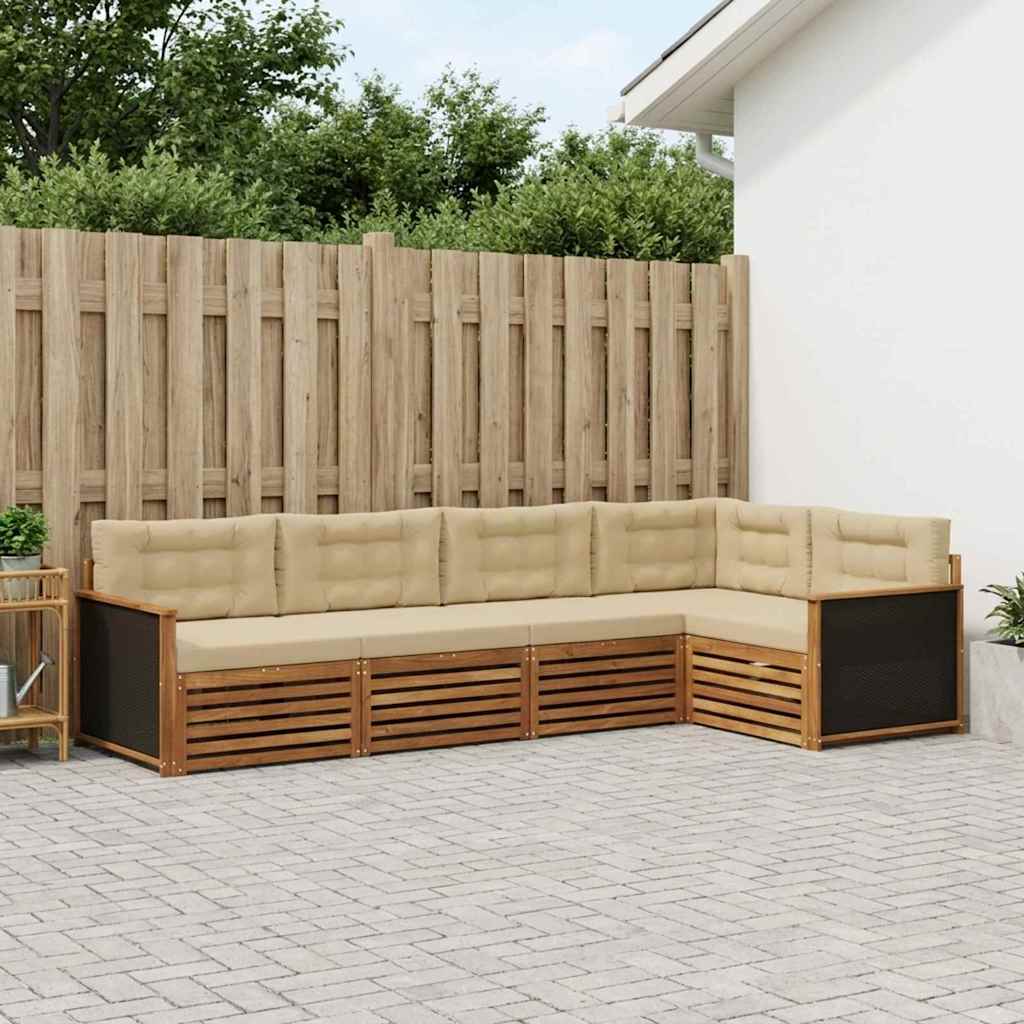 Outdoor-Sofagarnitur 5 pcs Natur und Beige 323 x 164,5 x 73 cm