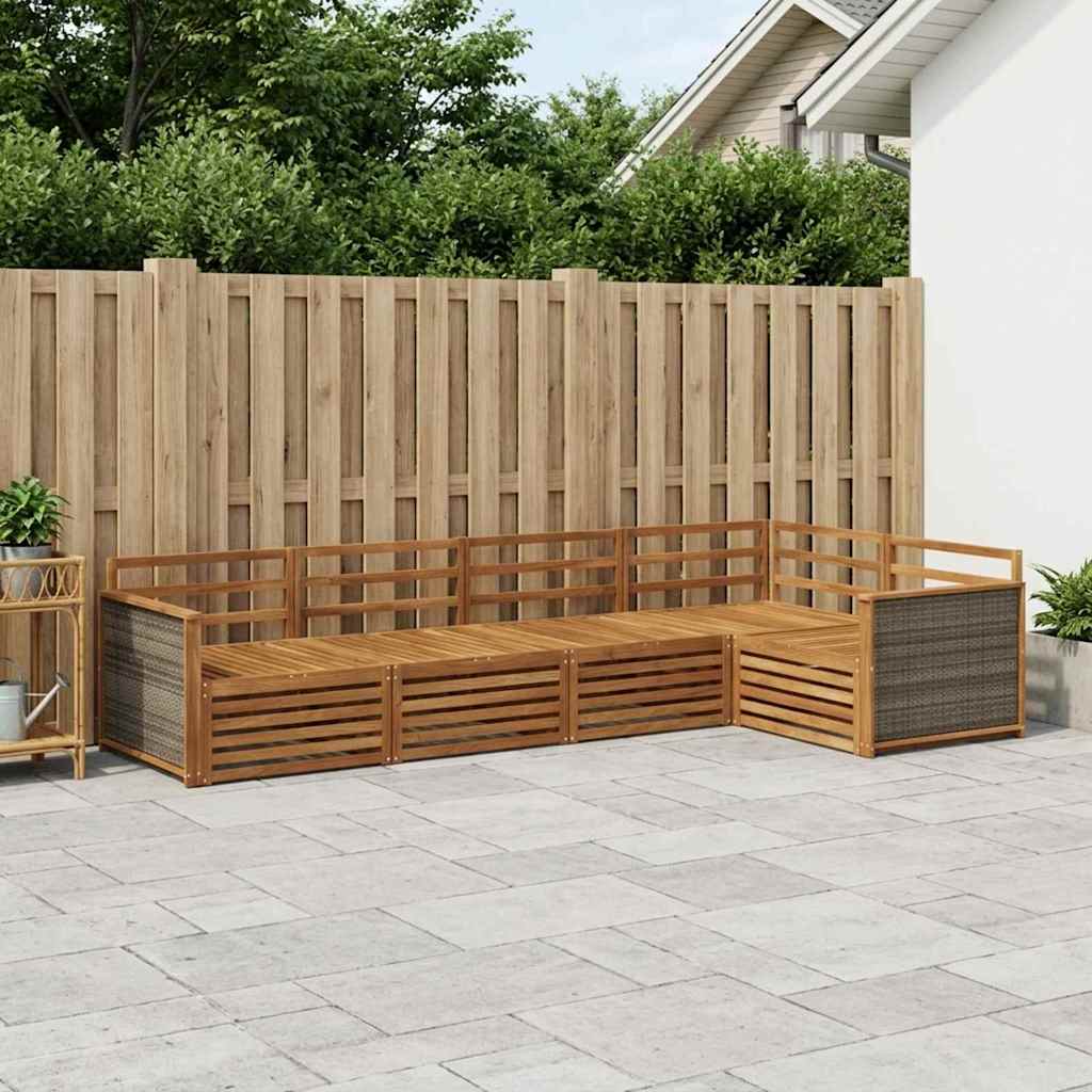 Outdoor-Sofagarnitur 5 pcs Natur Massivholz Akazie