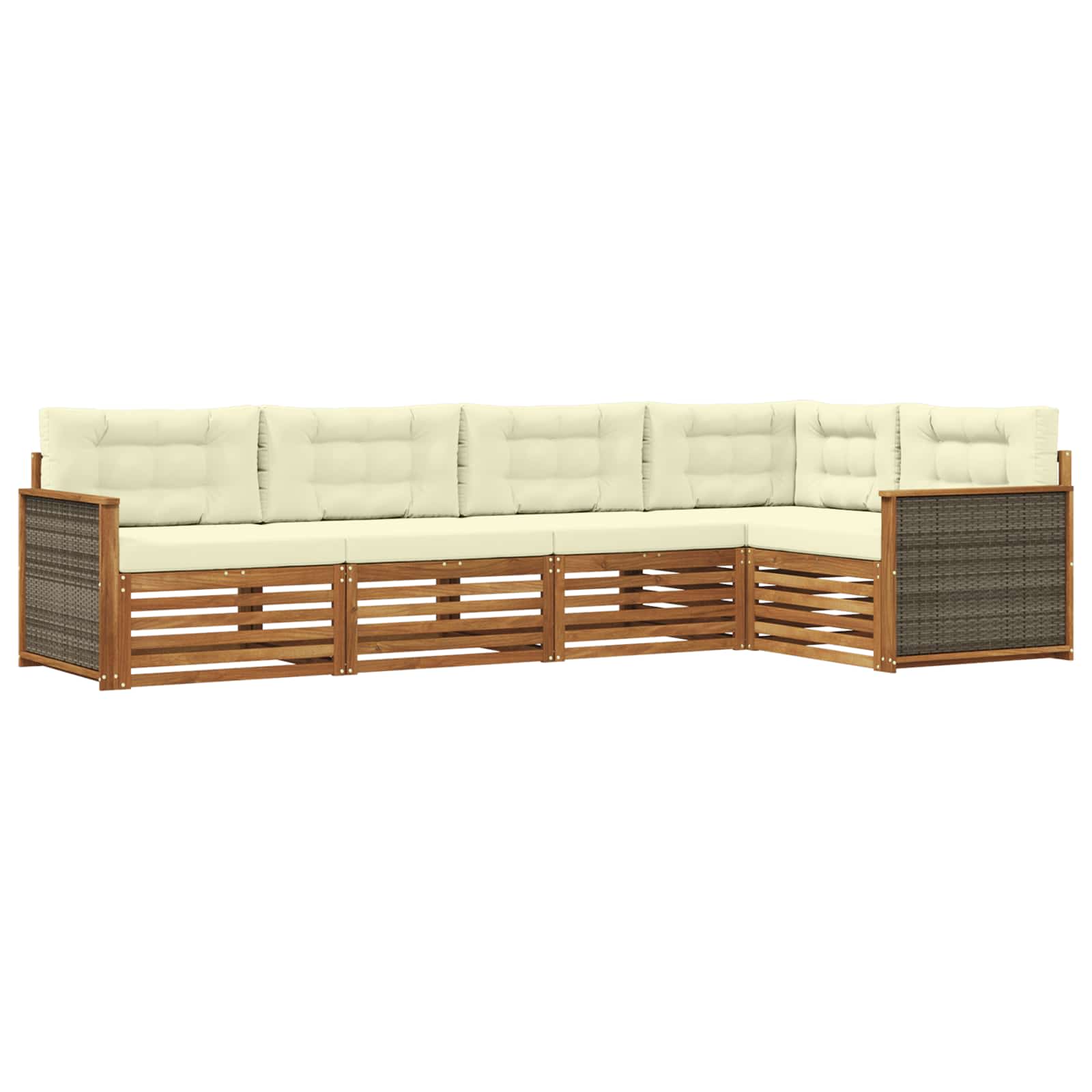 Outdoor-Sofagarnitur 5 stk. Natur und Creme