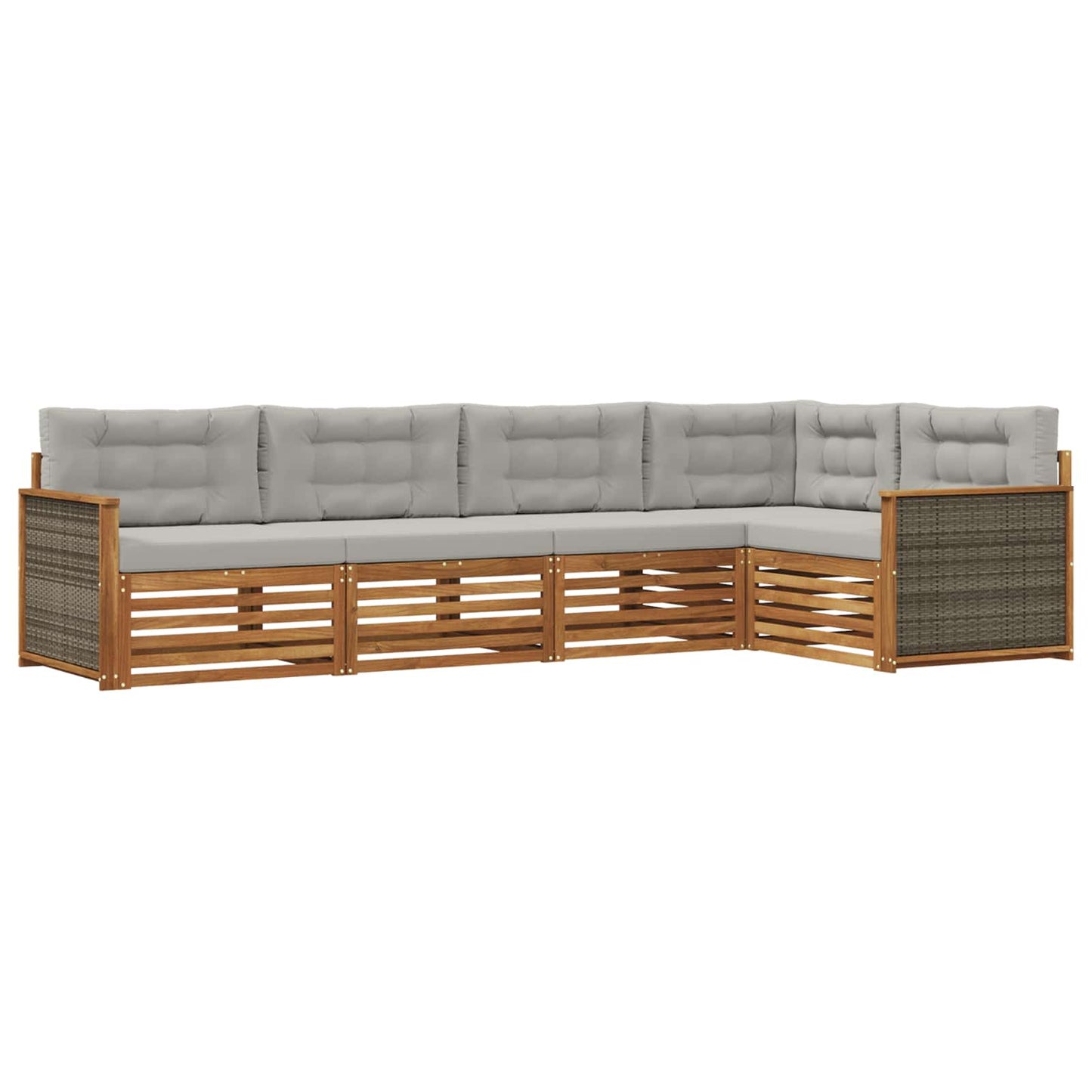 Outdoor-Sofagarnitur mit Kissen 5 pcs Natürlich und Hellgrau