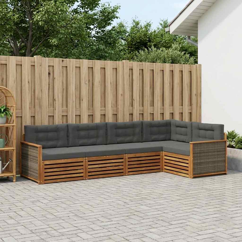 Outdoor-Sofagarnitur 5 stk. Natur und Anthrazit