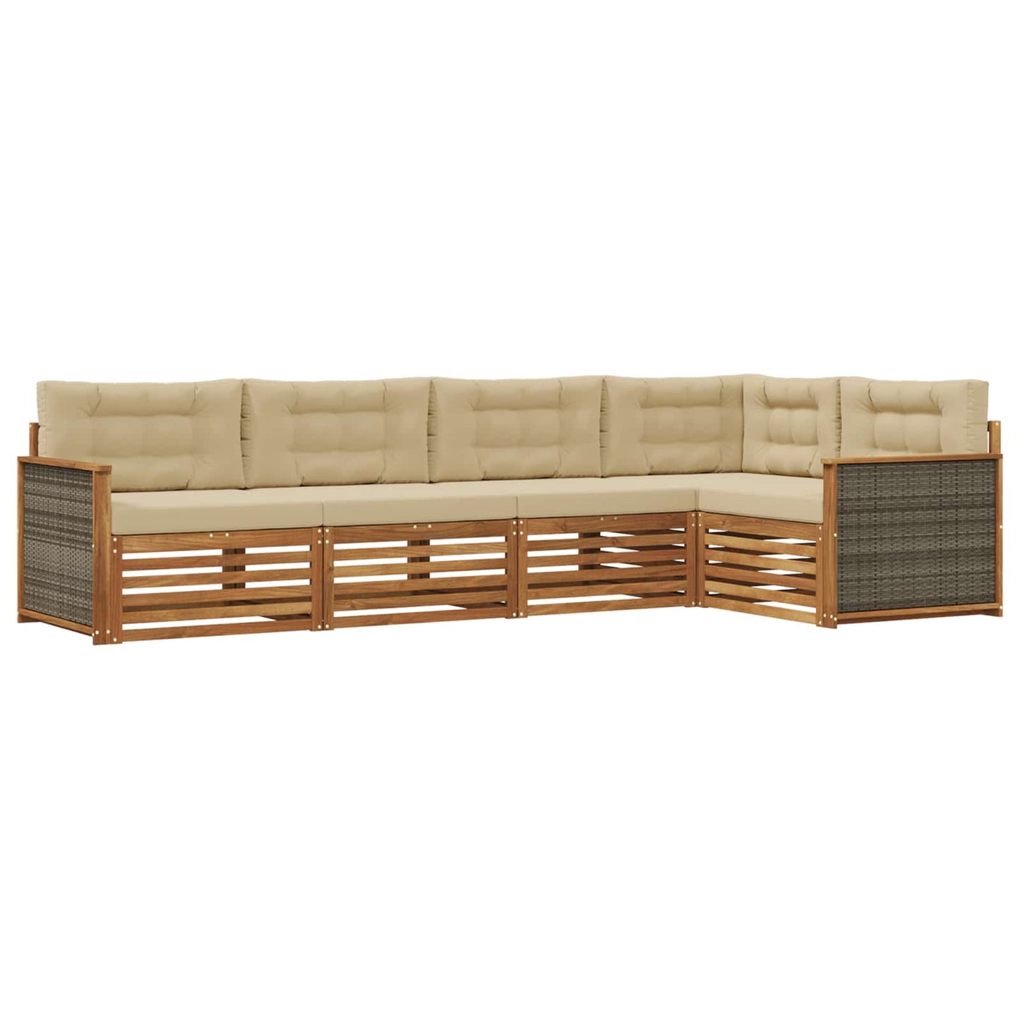 Outdoor-Sofagarnitur mit Kissen 5 pcs Natur und Beige