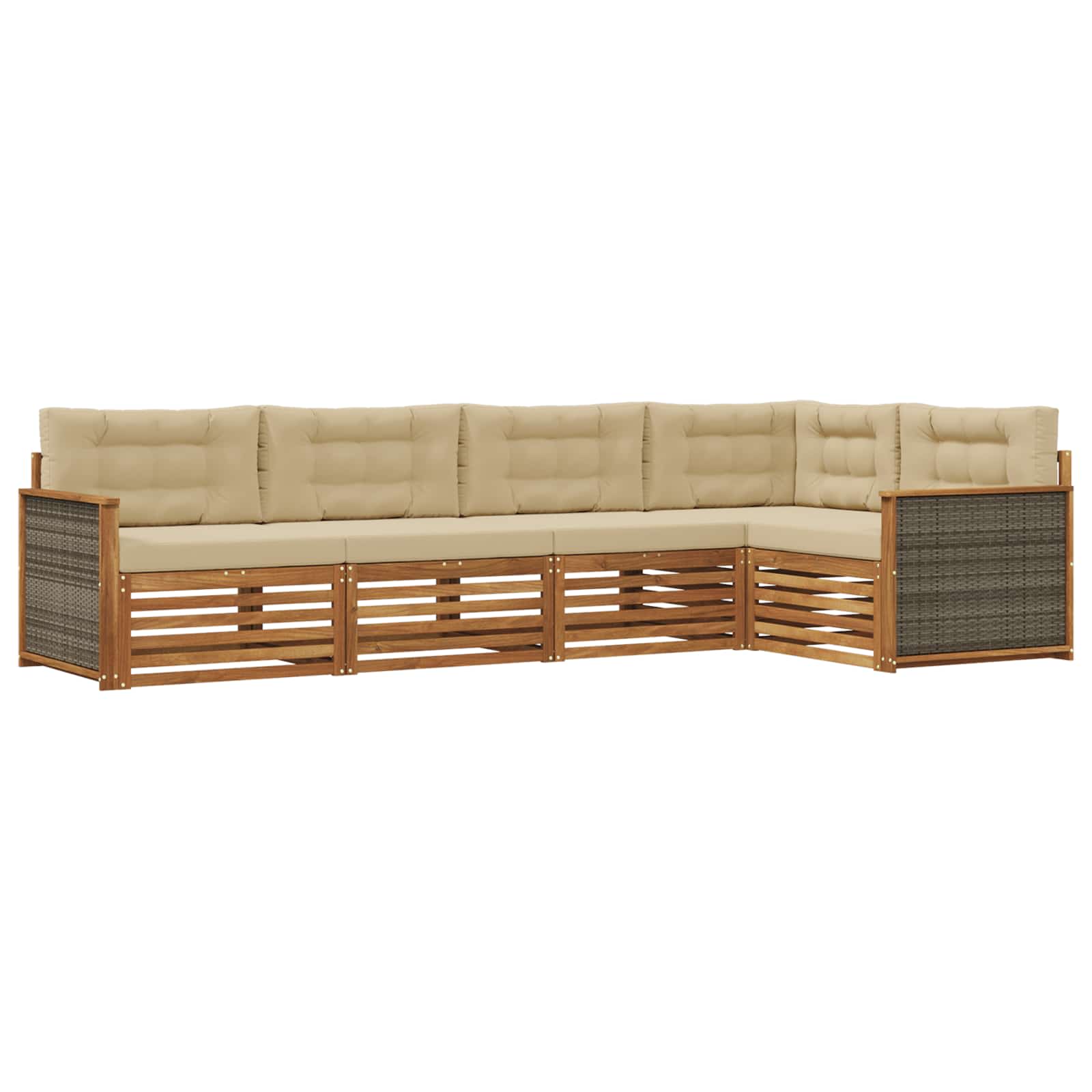 Outdoor-Sofagarnitur mit Kissen 5 pcs Natur und Beige