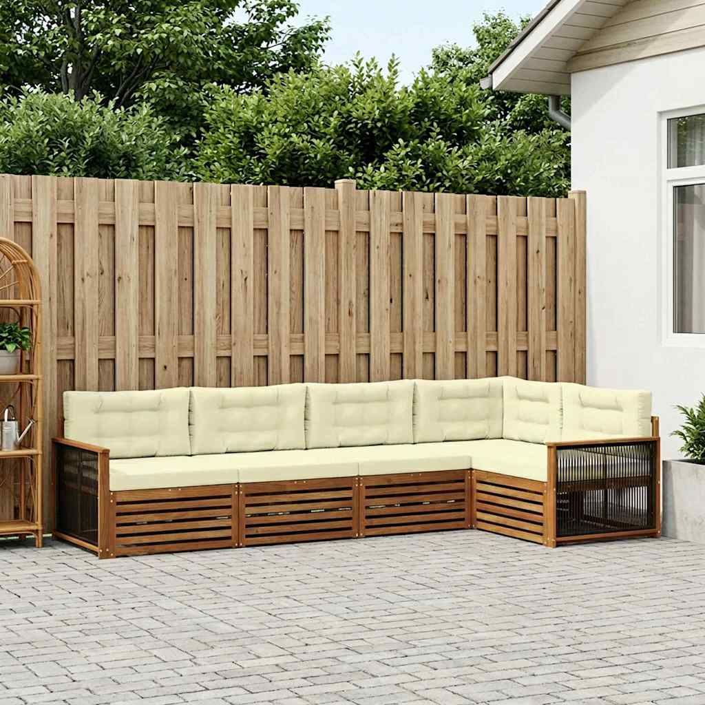 Outdoor-Sofagarnitur 5 stk. Natur und Creme