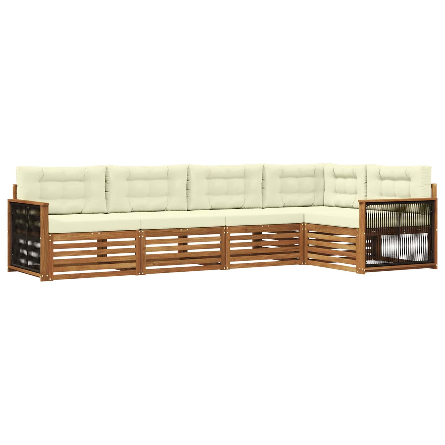 Outdoor-Sofagarnitur 5 stk. Natur und Creme