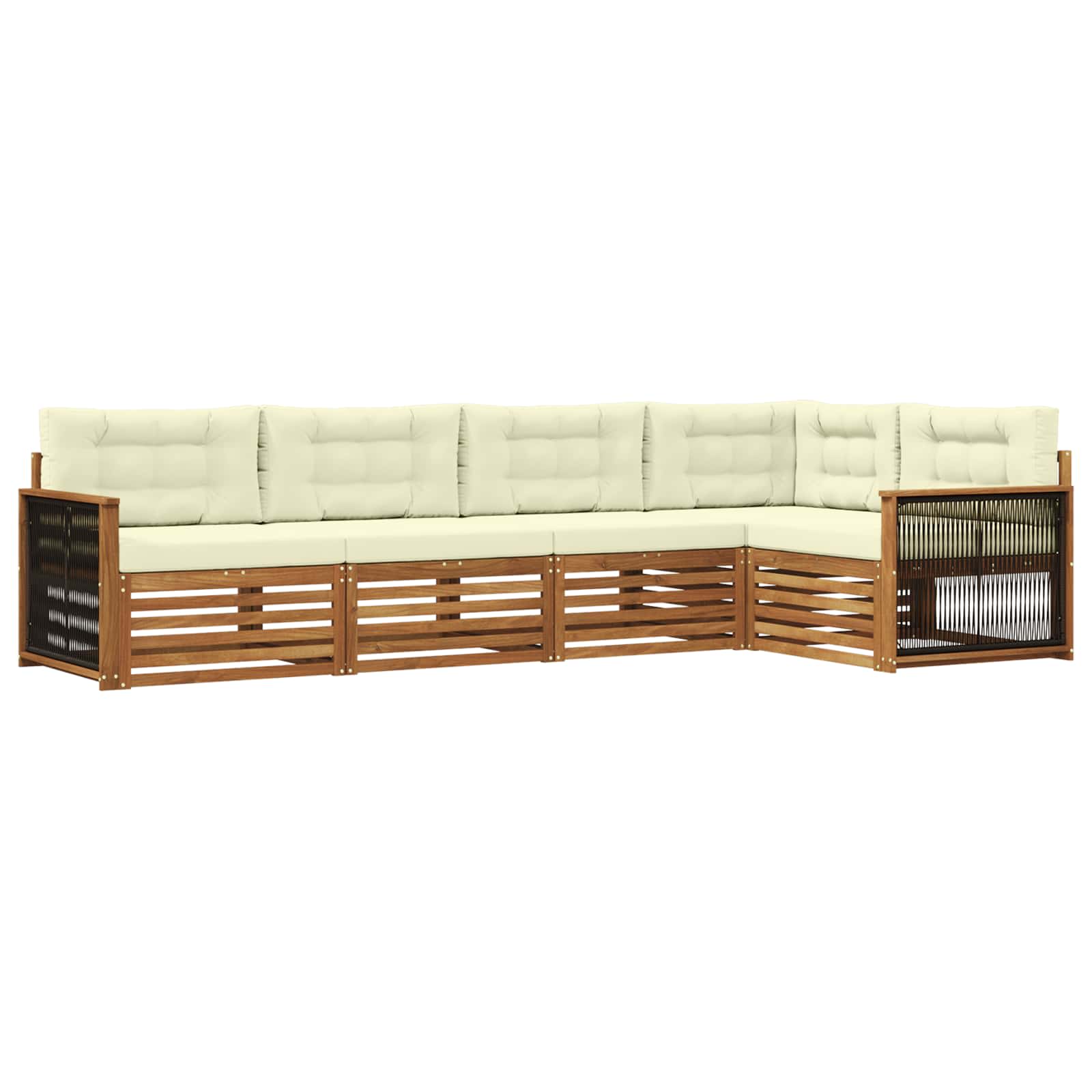 Outdoor-Sofagarnitur 5 stk. Natur und Creme