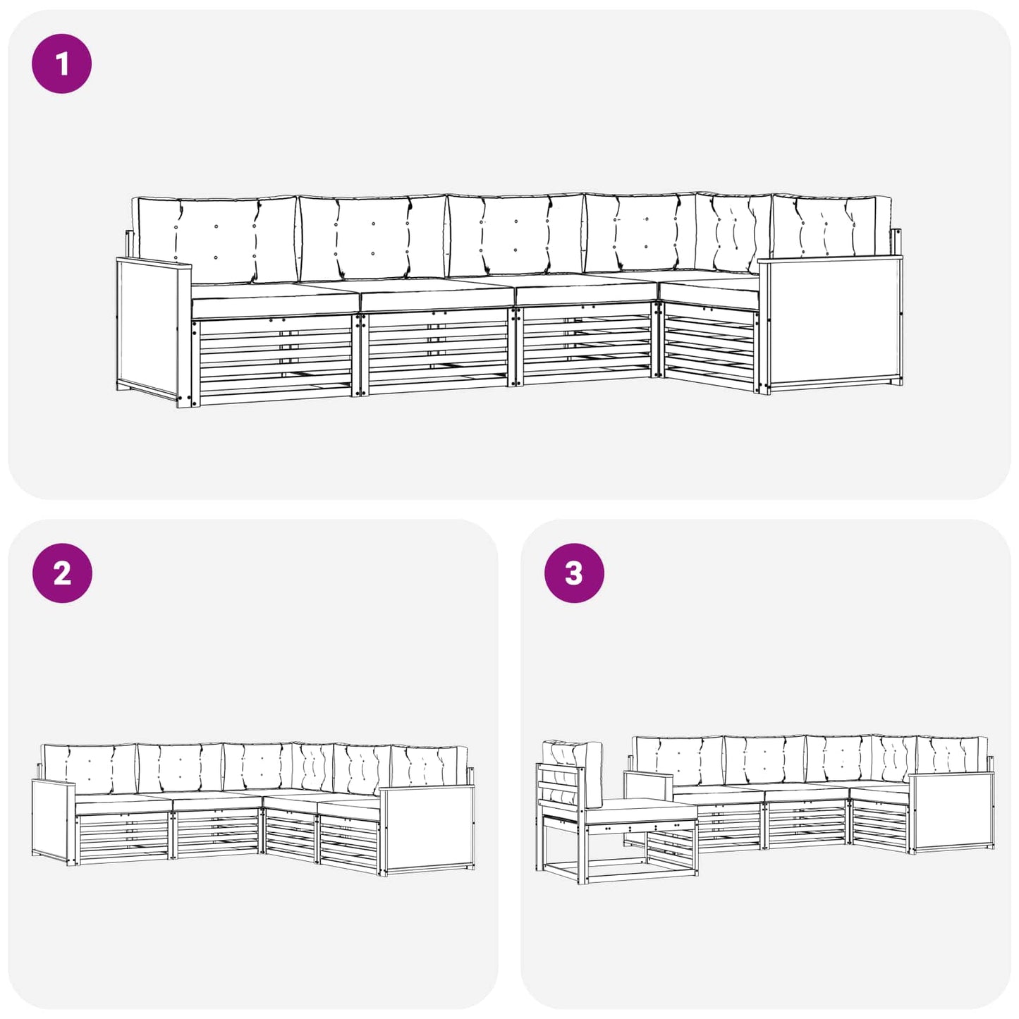 Outdoor-Sofagarnitur 5 stk. Natur und Creme