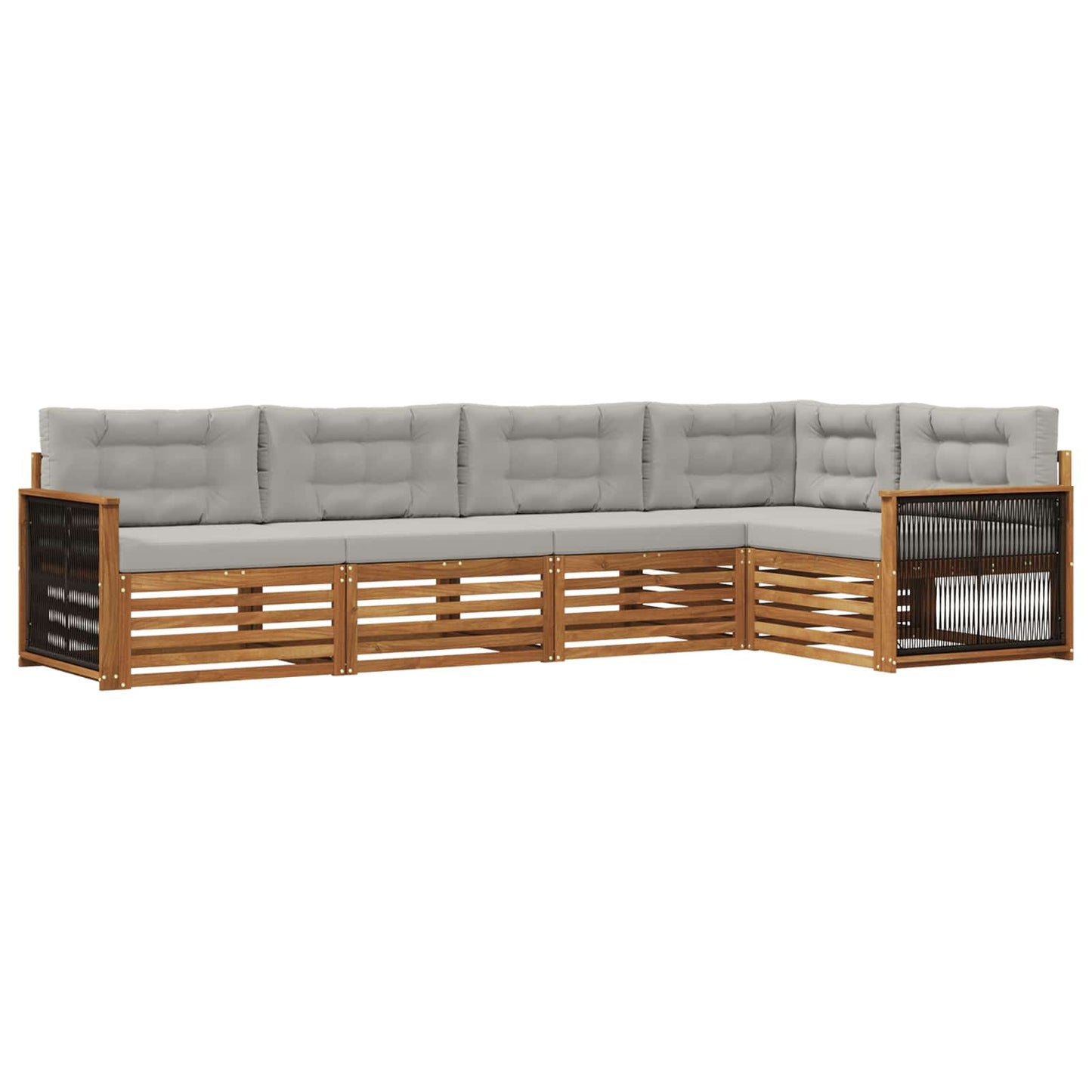 Outdoor-Sofagarnitur mit Kissen 5 pcs Natürlich und Hellgrau