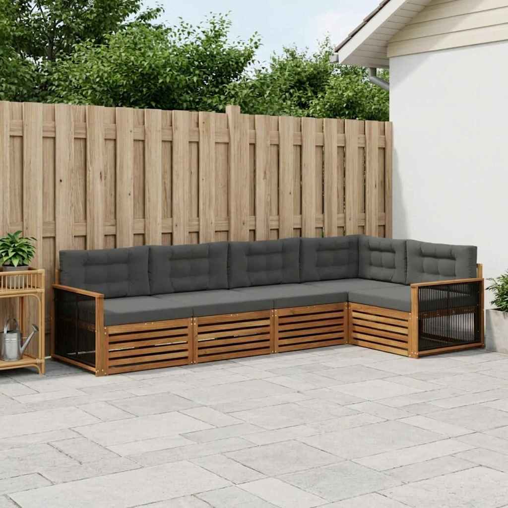 Outdoor-Sofagarnitur 5 stk. Natur und Anthrazit