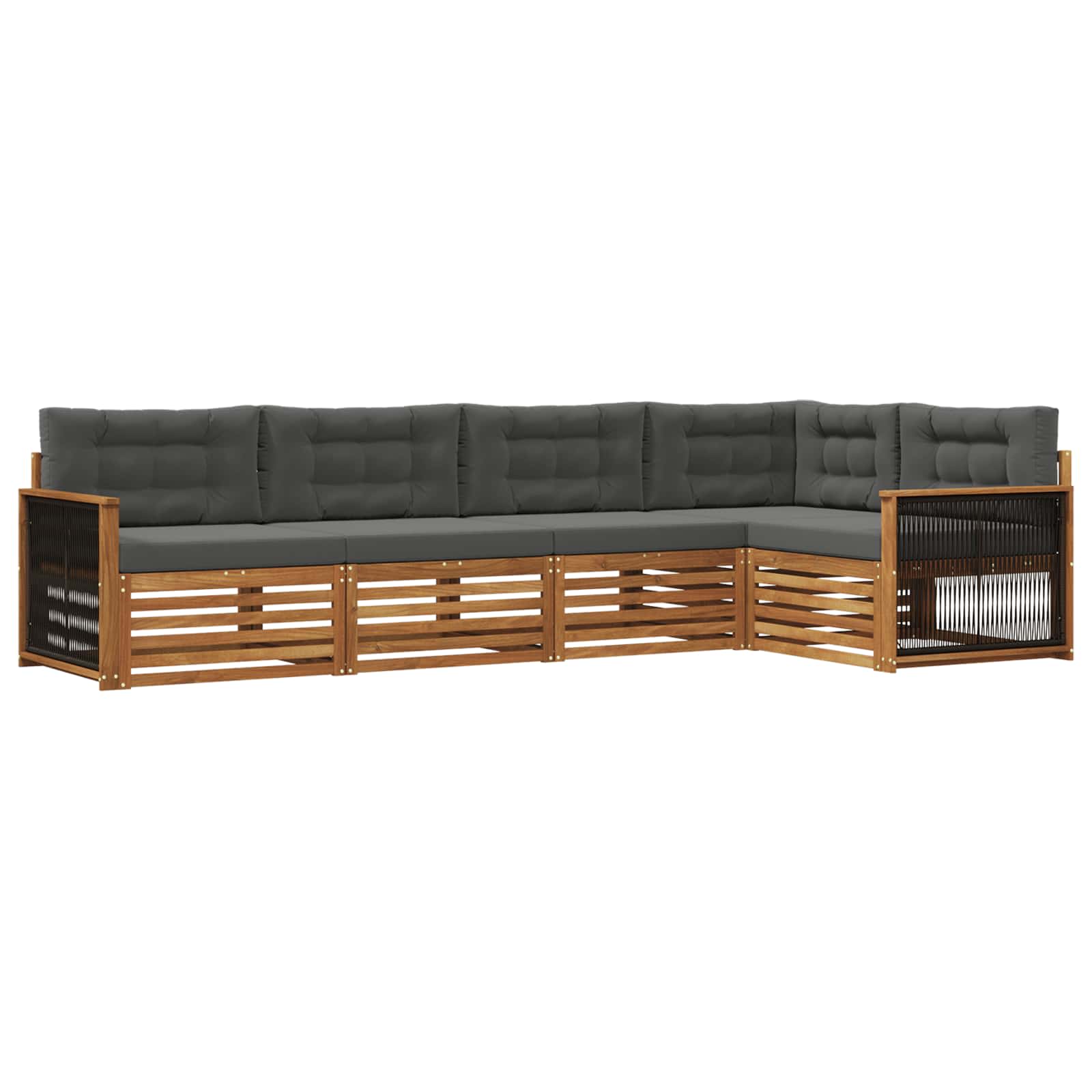 Outdoor-Sofagarnitur 5 stk. Natur und Anthrazit