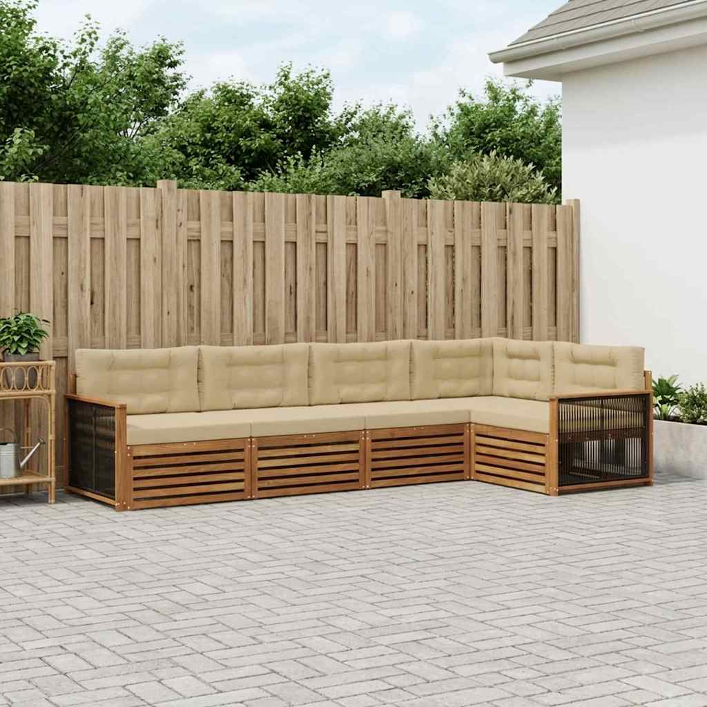 Outdoor-Sofagarnitur mit Kissen 5 pcs Natur und Beige
