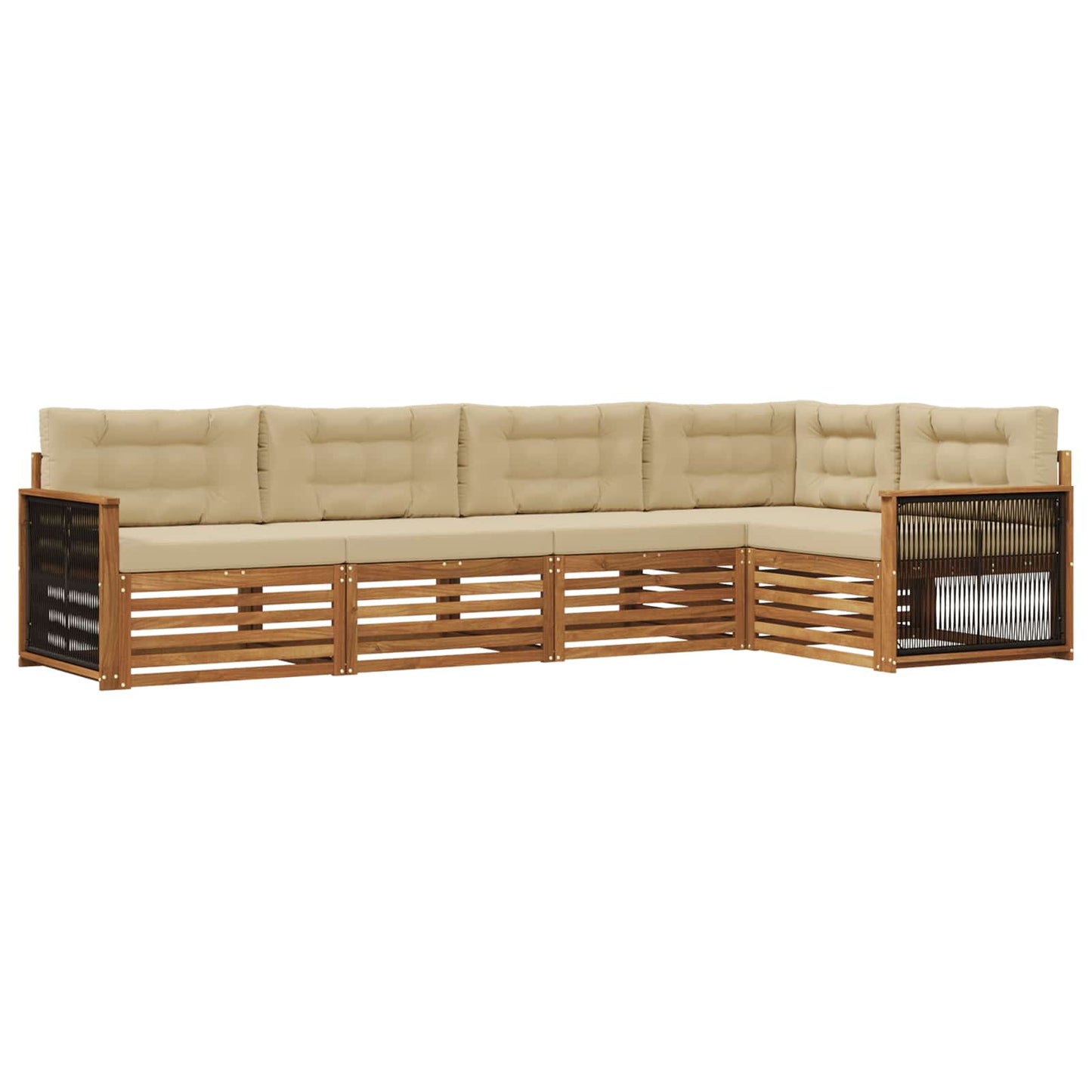 Outdoor-Sofagarnitur mit Kissen 5 pcs Natur und Beige