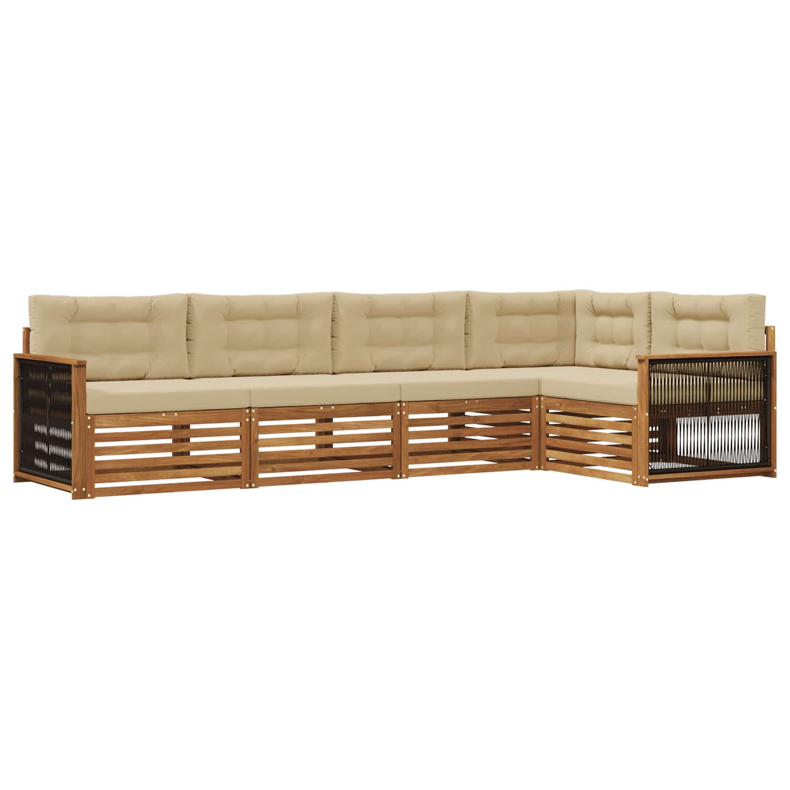 Outdoor-Sofagarnitur mit Kissen 5 pcs Natur und Beige