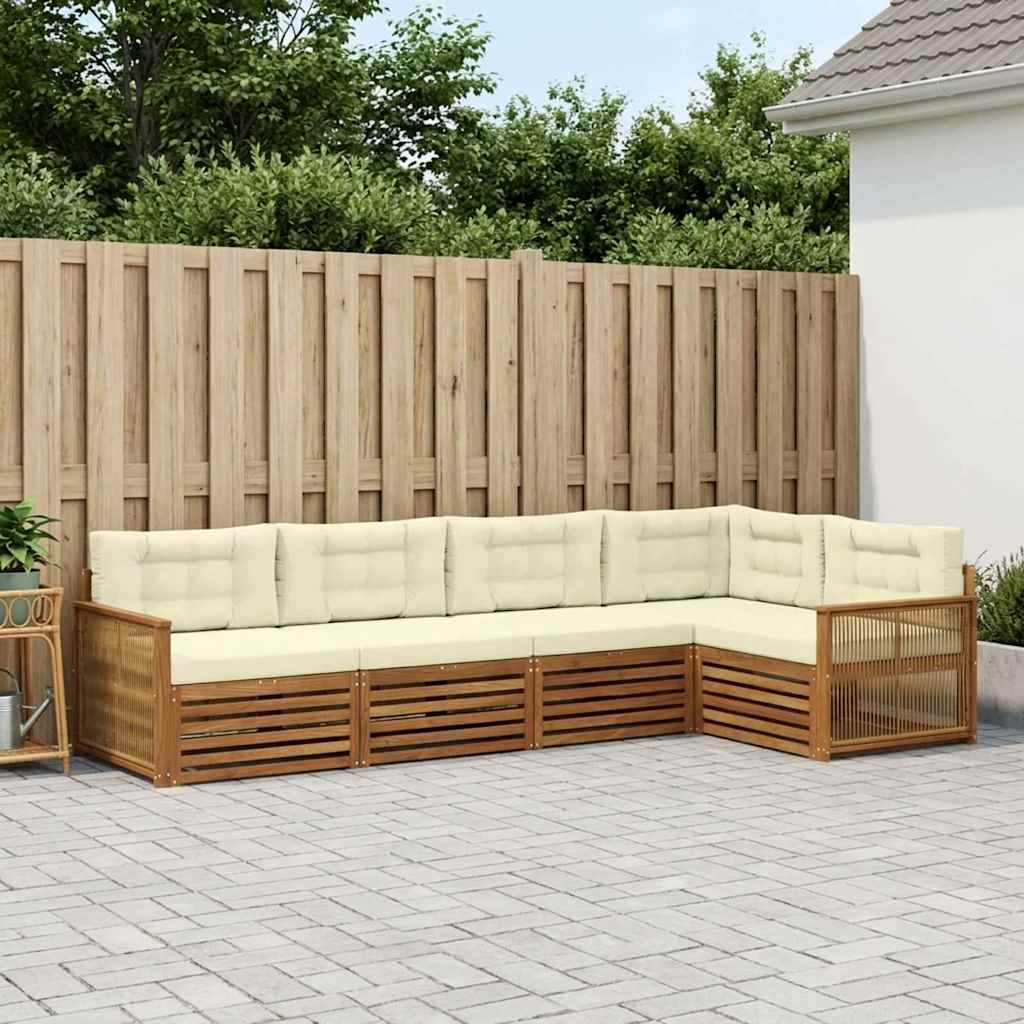 Outdoor-Sofagarnitur 5 stk. Natur und Creme