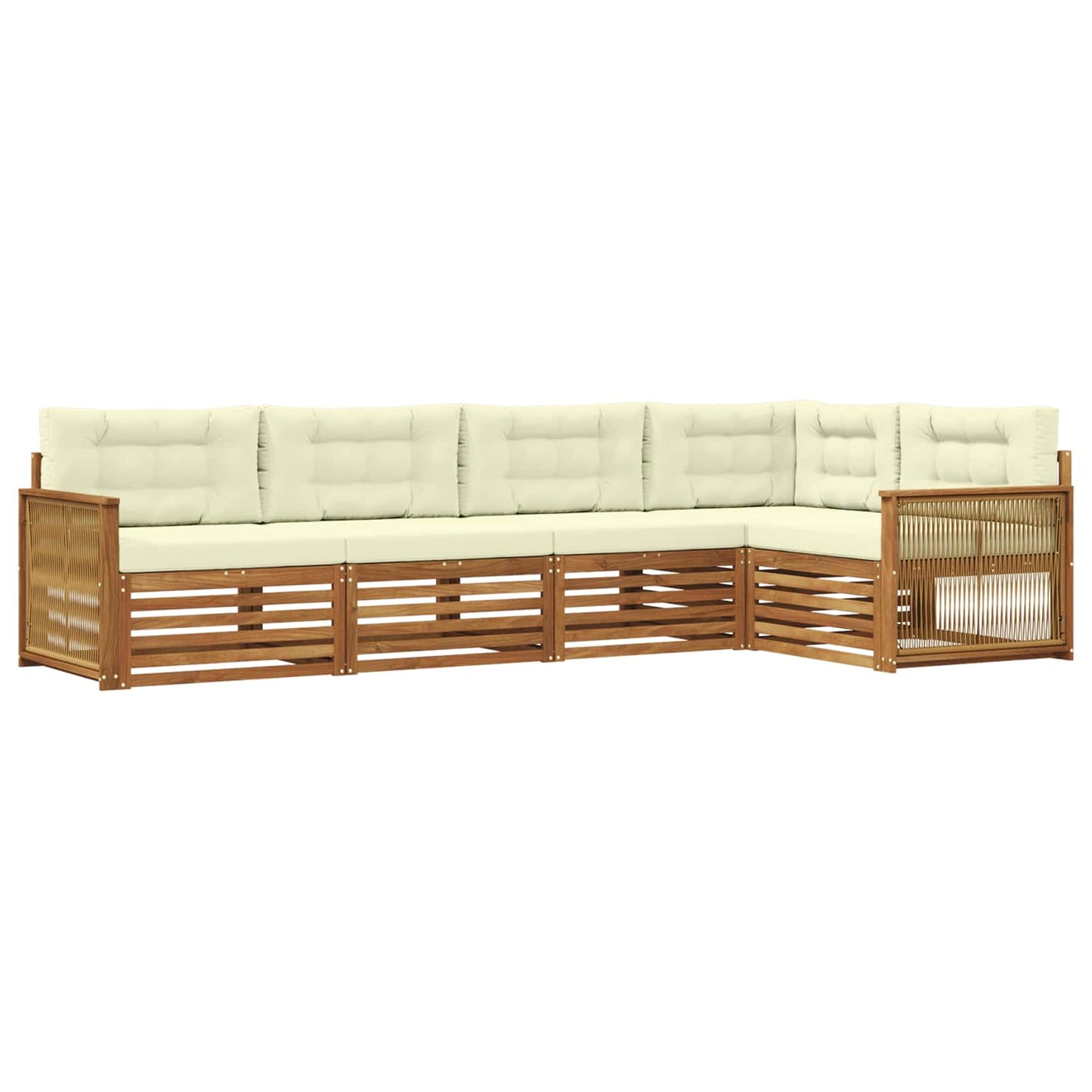 Outdoor-Sofagarnitur 5 stk. Natur und Creme