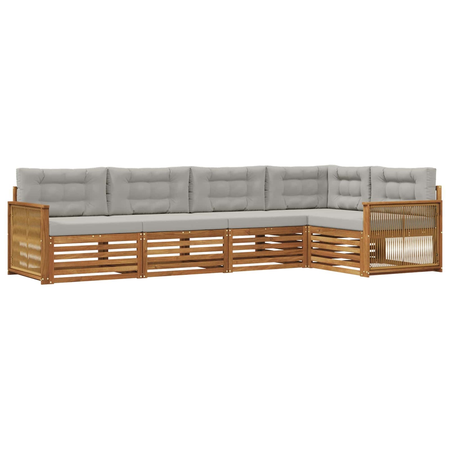 Outdoor-Sofagarnitur mit Kissen 5 pcs Natürlich und Hellgrau
