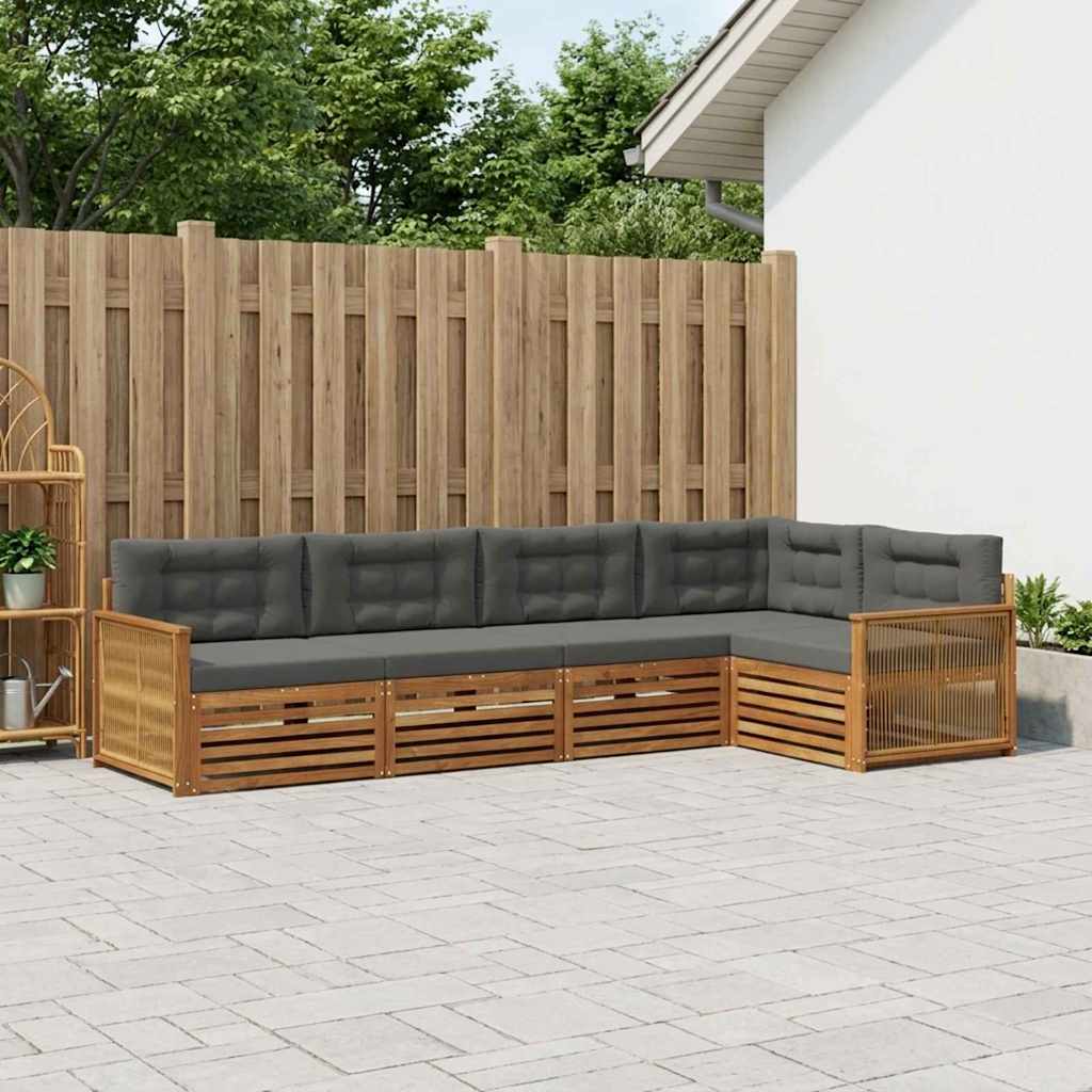 Outdoor-Sofagarnitur 5 stk. Natur und Anthrazit