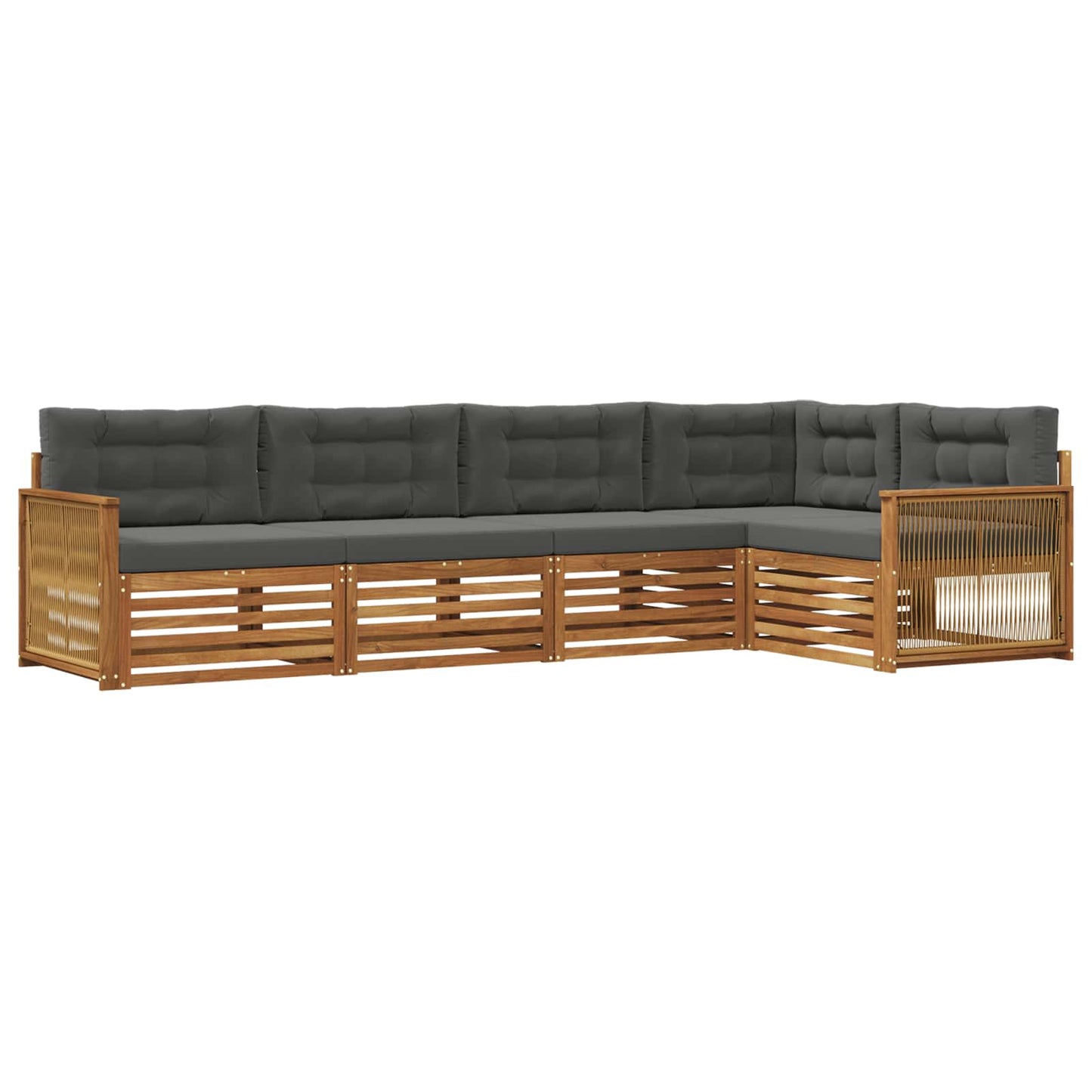 Outdoor-Sofagarnitur 5 stk. Natur und Anthrazit