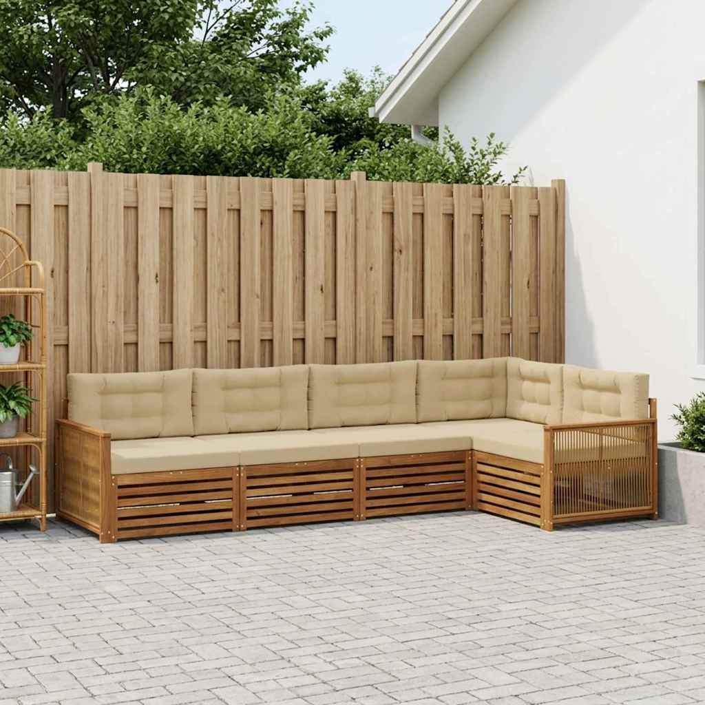 Outdoor-Sofagarnitur mit Kissen 5 pcs Natur und Beige