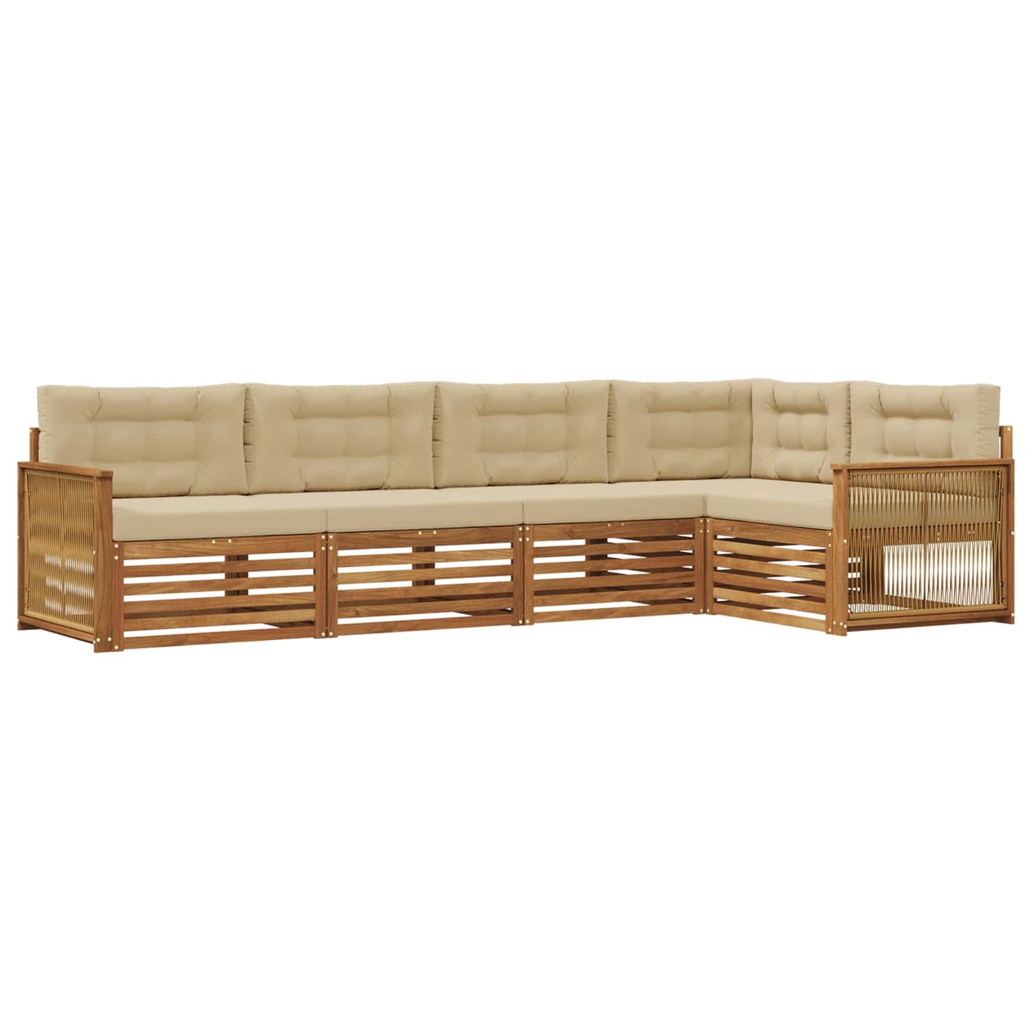 Outdoor-Sofagarnitur mit Kissen 5 pcs Natur und Beige