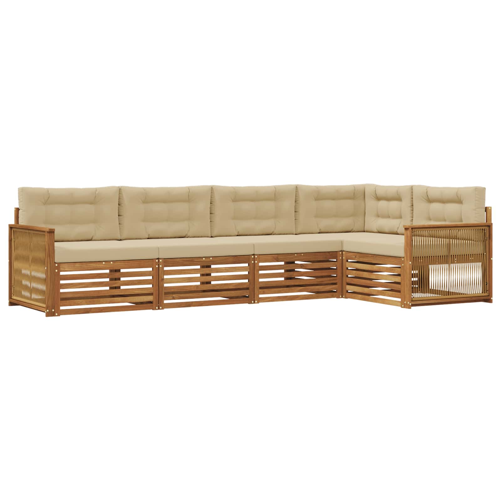Outdoor-Sofagarnitur mit Kissen 5 pcs Natur und Beige