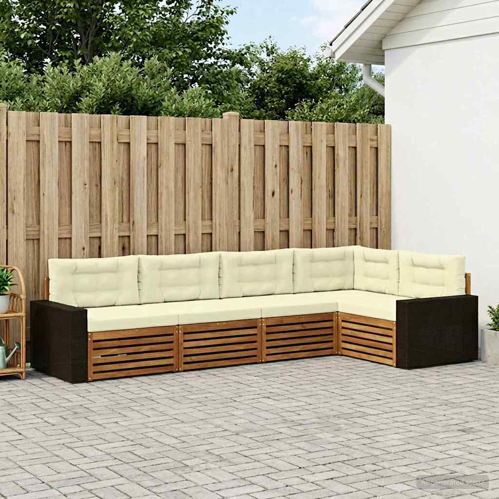 Outdoor-Sofagarnitur 5 stk. Natur und Creme Polyester