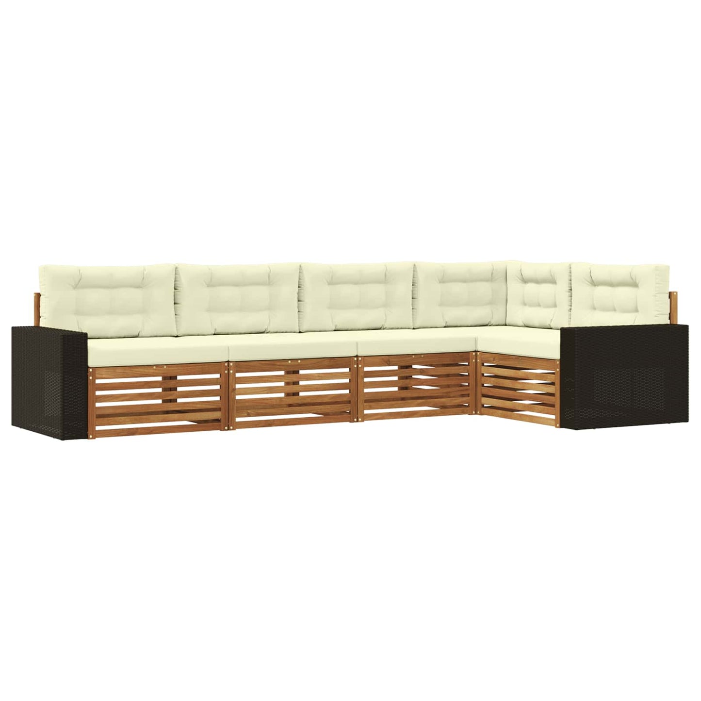 Outdoor-Sofagarnitur 5 stk. Natur und Creme Polyester