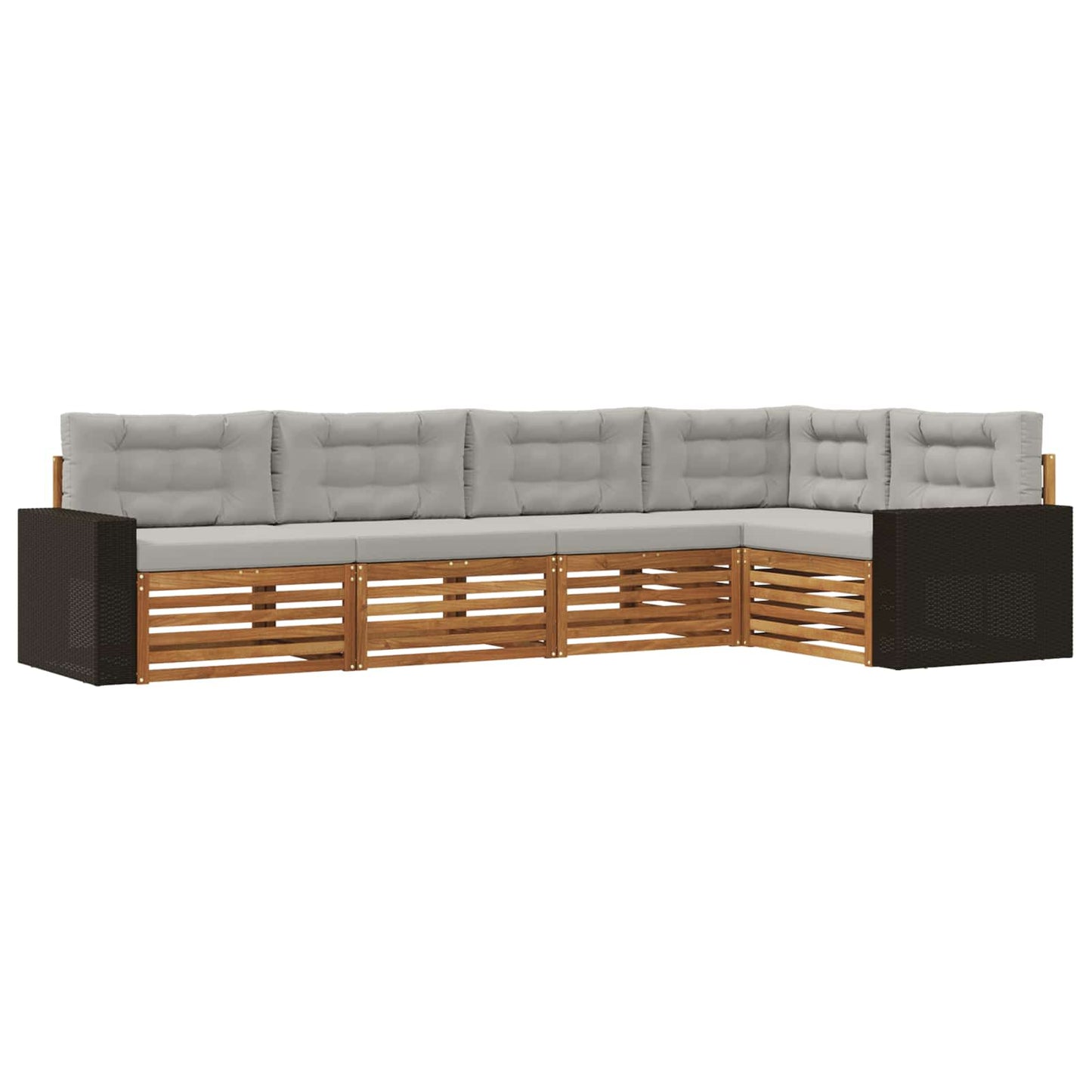 Outdoor-Sofagarnitur 5 pcs Natürlich und Hellgrau