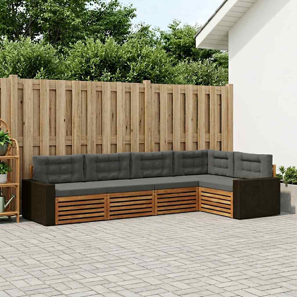 Outdoor-Sofagarnitur 5 stk. Natur und Anthrazit Polyester