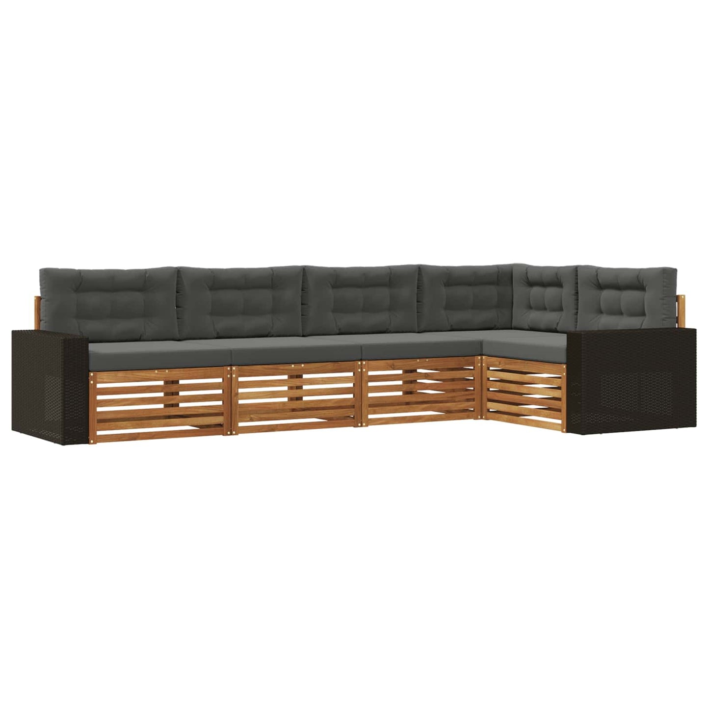 Outdoor-Sofagarnitur 5 stk. Natur und Anthrazit Polyester
