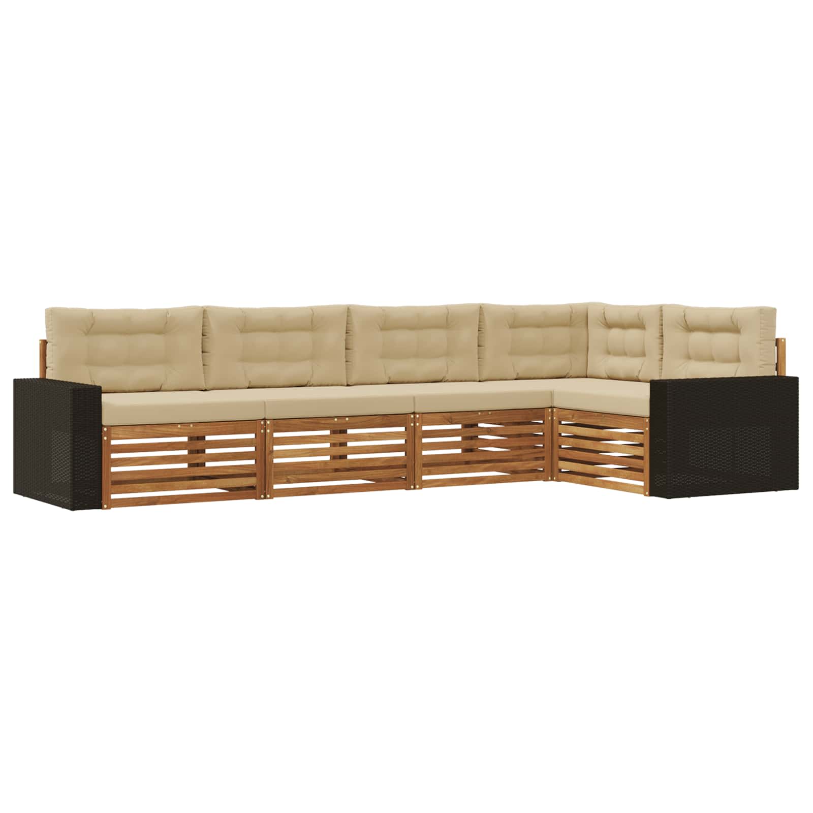 Outdoor-Sofagarnitur 5 stk. Natur und Beige Polyester