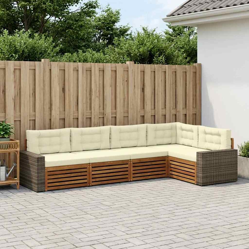 Outdoor-Sofagarnitur 5 stk. Natur und Creme Polyester
