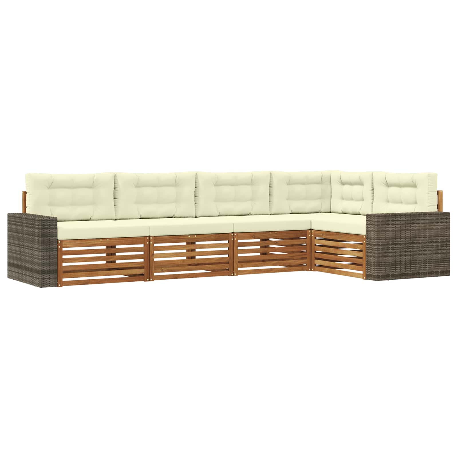 Outdoor-Sofagarnitur 5 stk. Natur und Creme Polyester