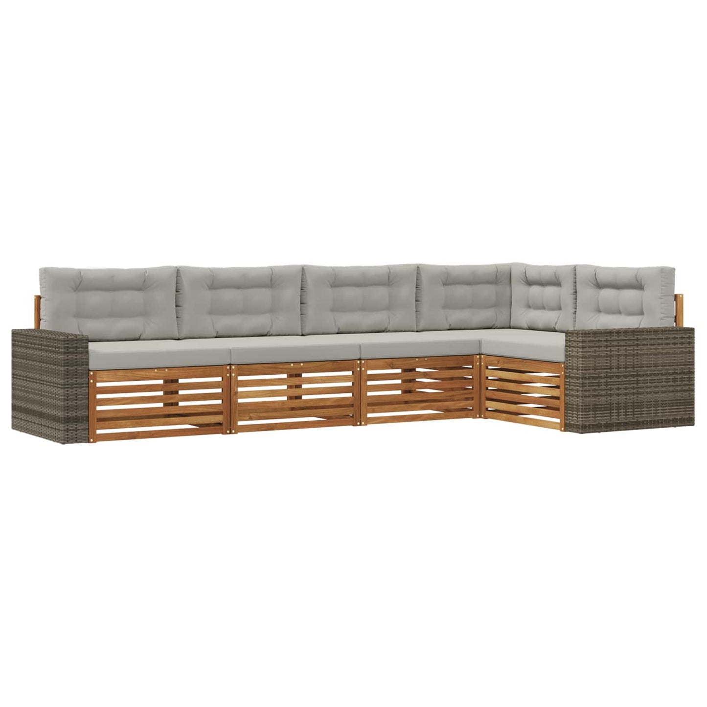 Outdoor-Sofagarnitur 5 pcs Natürlich und Hellgrau