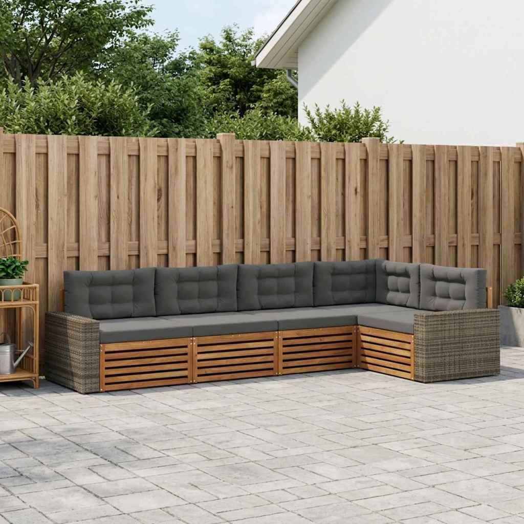 Outdoor-Sofagarnitur 5 pcs Natur und Anthrazit