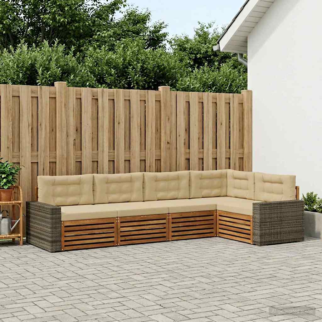 Outdoor-Sofagarnitur 5 pcs Natur und Beige 331 x 172,5 x 73 cm