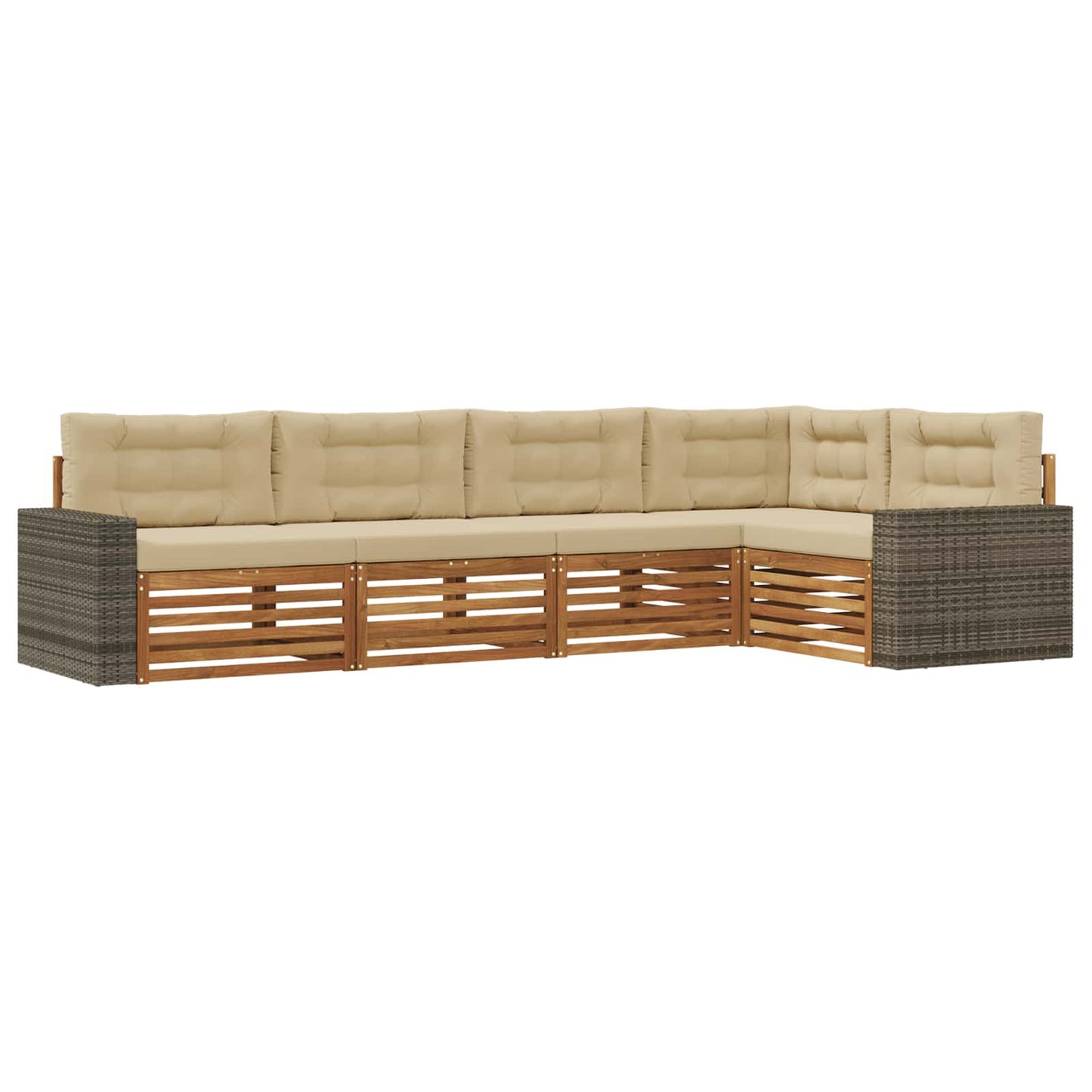 Outdoor-Sofagarnitur 5 pcs Natur und Beige 331 x 172,5 x 73 cm